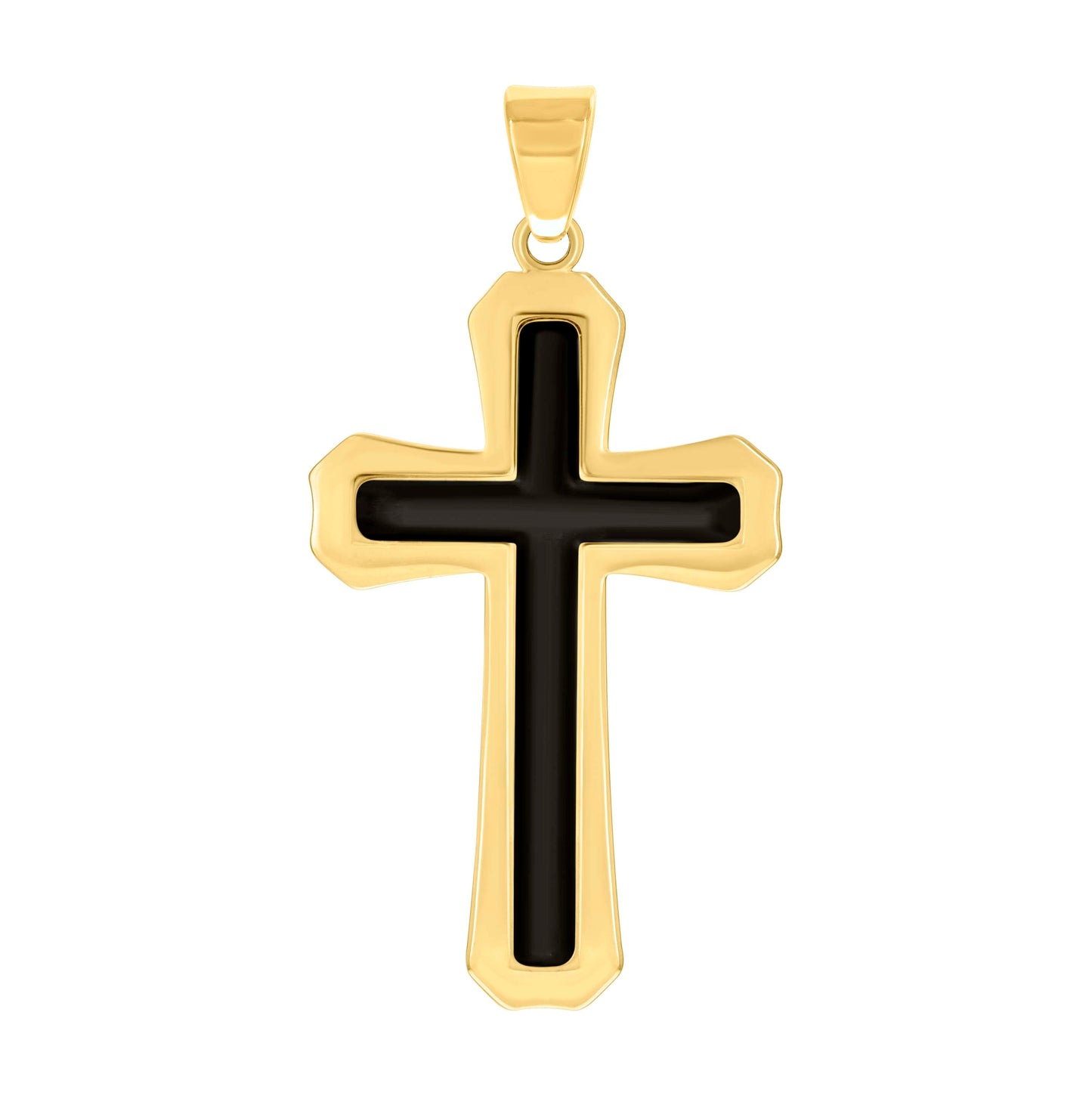 Stainless Steel Black-tone Or Yellow Tone Mens Cross Religious Charm Pendant