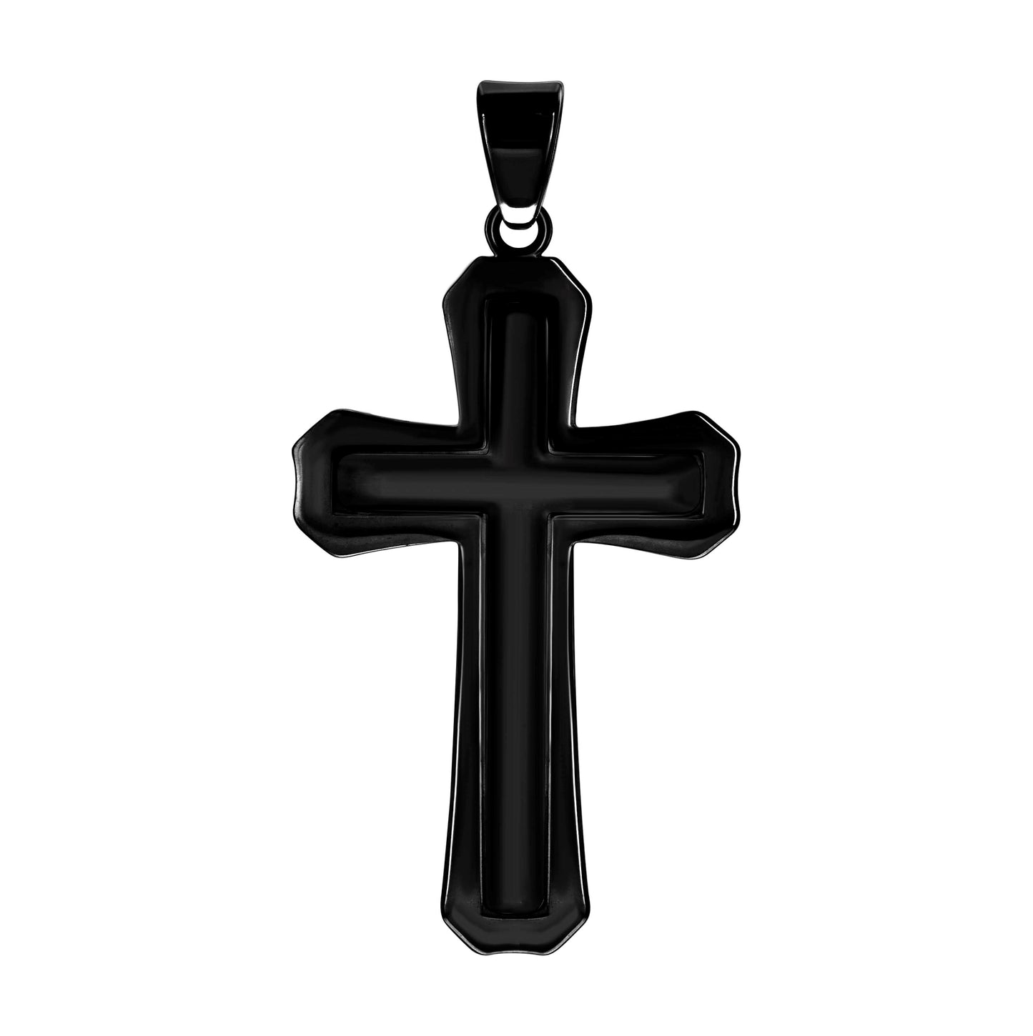 Stainless Steel Black-tone Or Yellow Tone Mens Cross Religious Charm Pendant