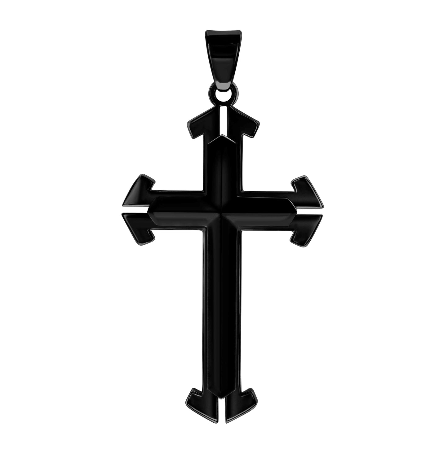 Stainless Steel Black-tone Mens Cross Religious Charm Pendant