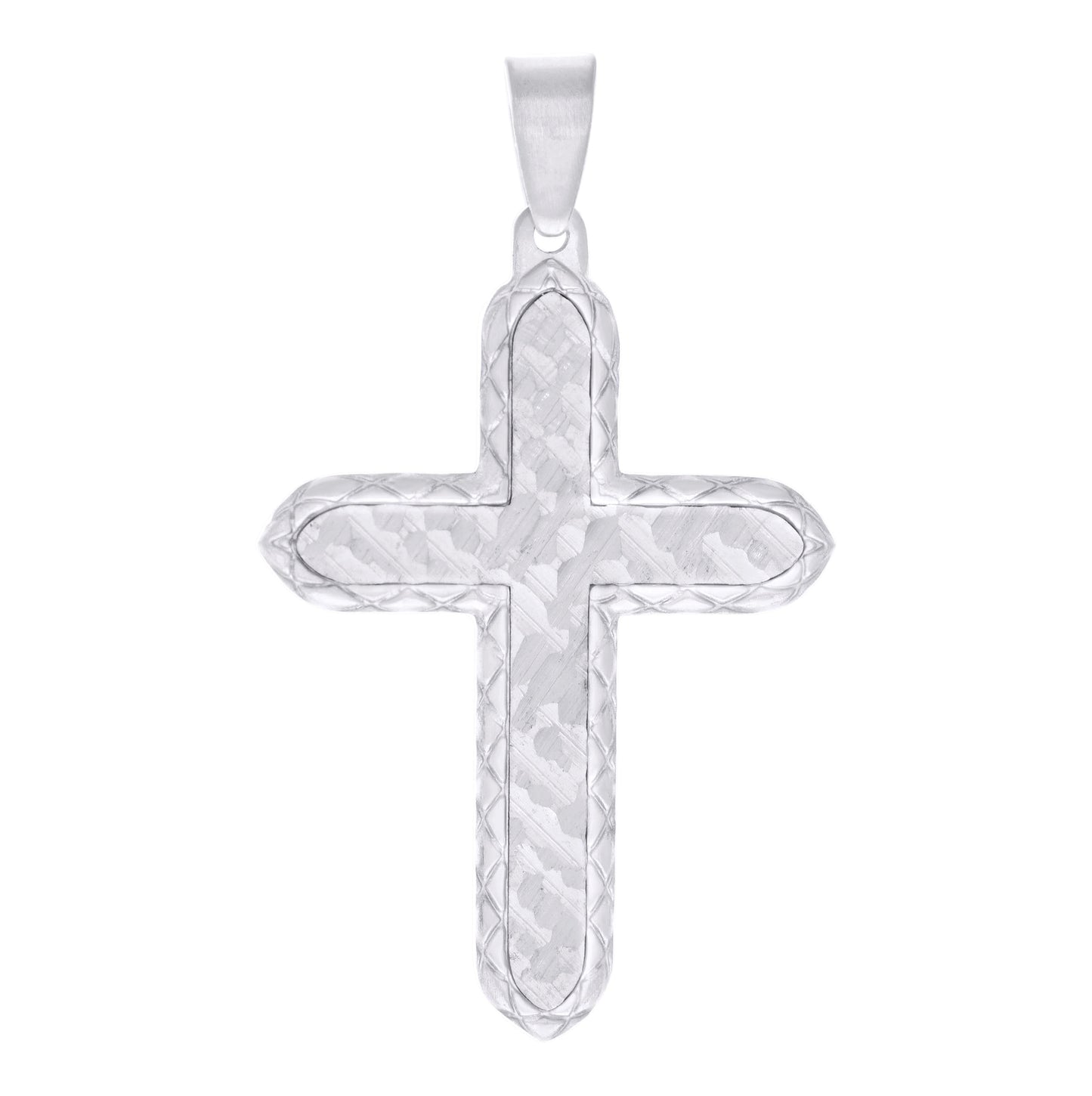 Stainless Steel Or Black-Tone Or Yellow-tone Mens Faceted Cross Religious Charm Pendant