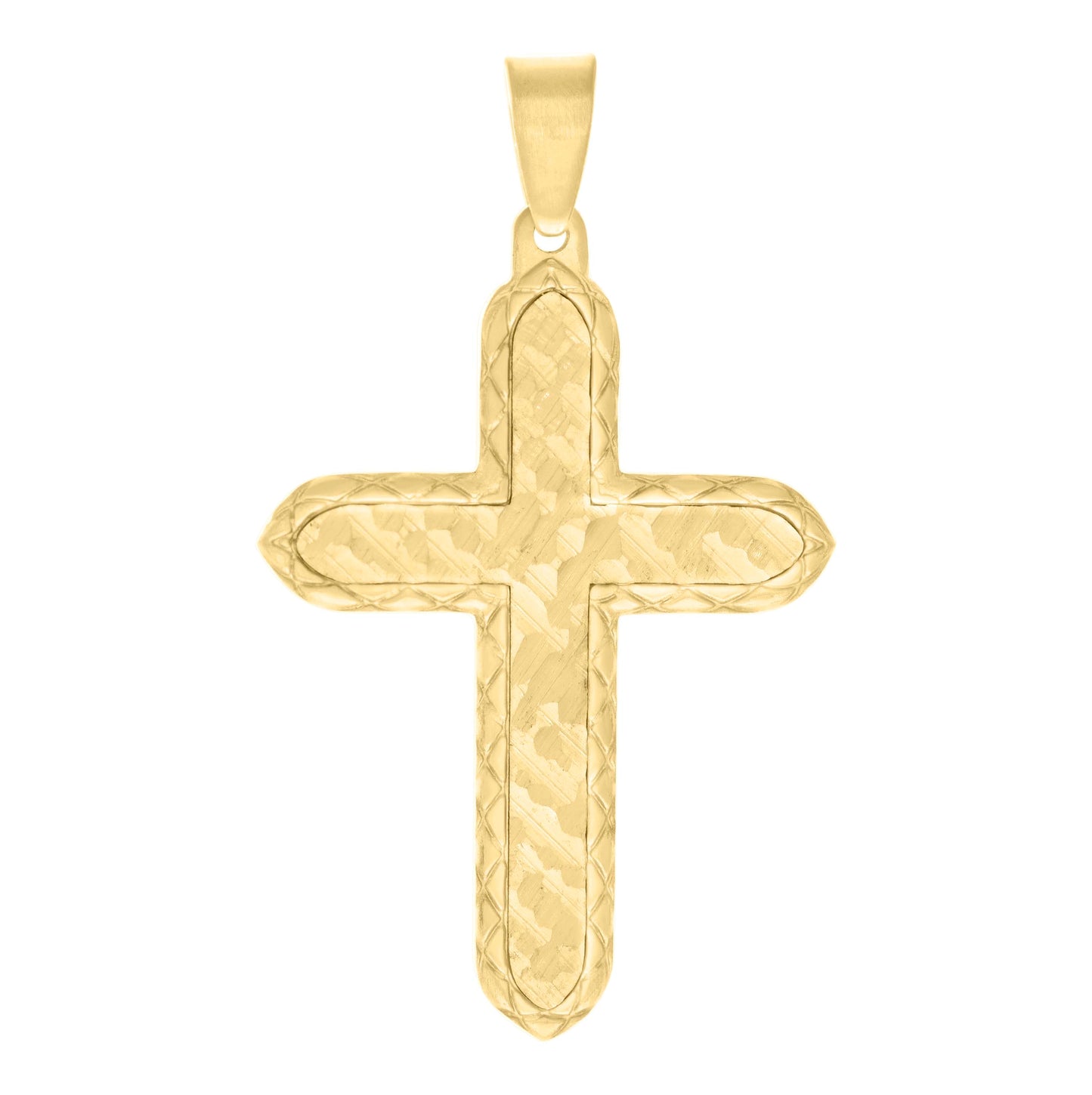 Stainless Steel Or Black-Tone Or Yellow-tone Mens Faceted Cross Religious Charm Pendant