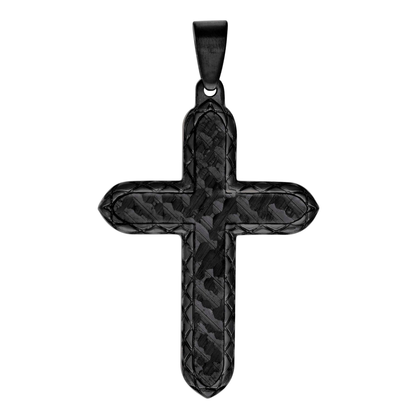 Stainless Steel Or Black-Tone Or Yellow-tone Mens Faceted Cross Religious Charm Pendant