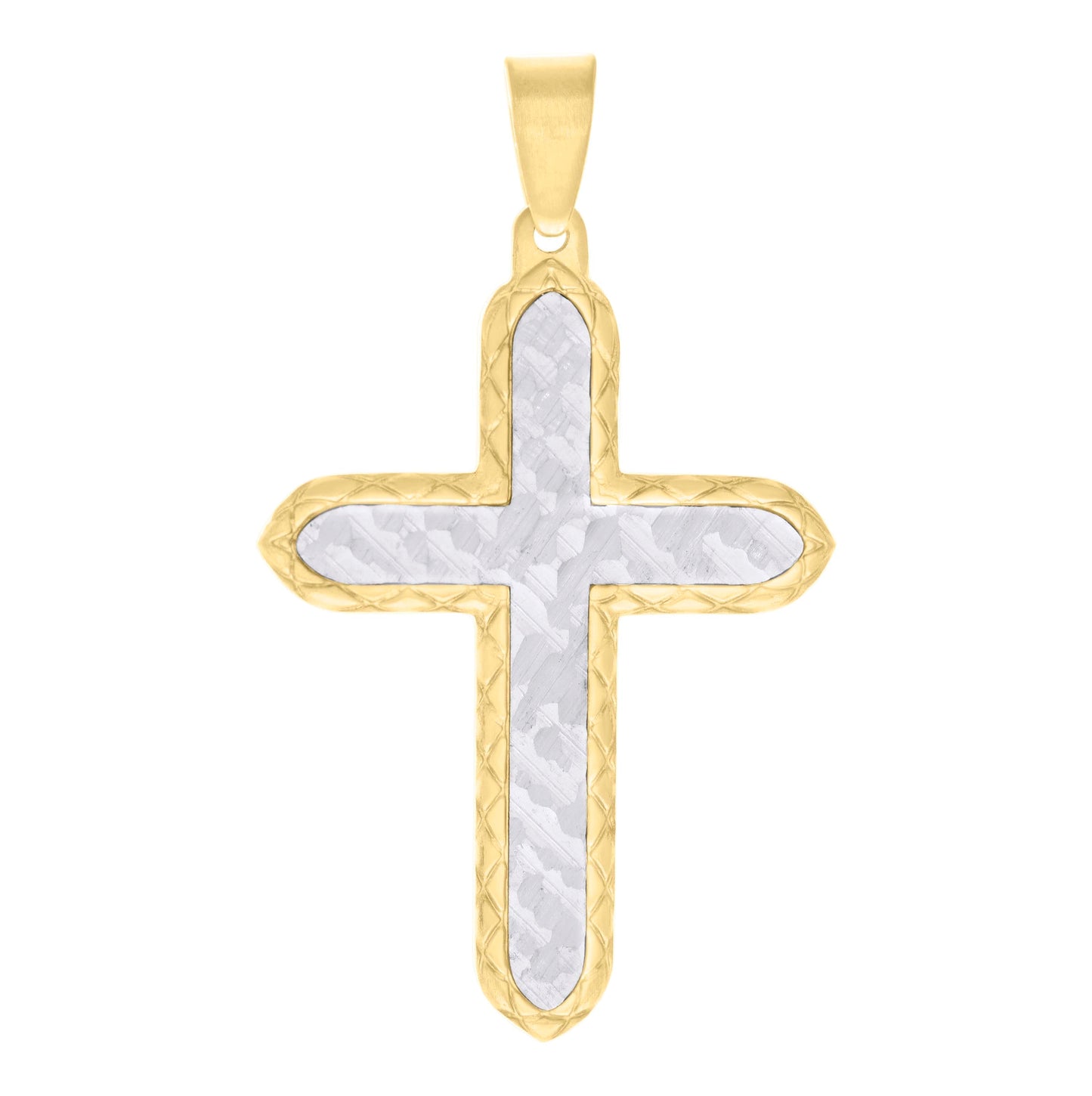 Stainless Steel Or Black-Tone Or Yellow-tone Mens Faceted Cross Religious Charm Pendant