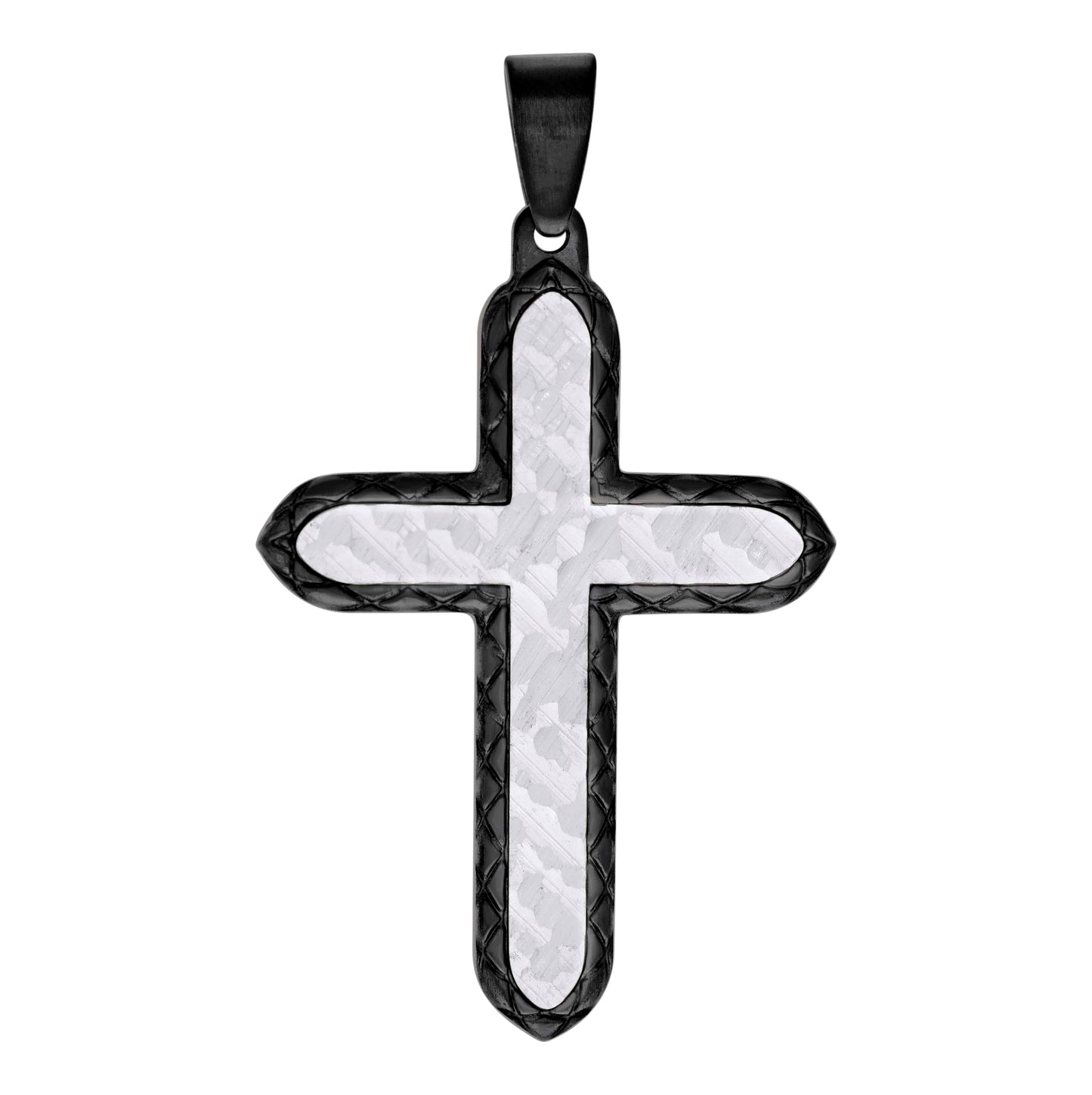 Stainless Steel Or Black-Tone Or Yellow-tone Mens Faceted Cross Religious Charm Pendant