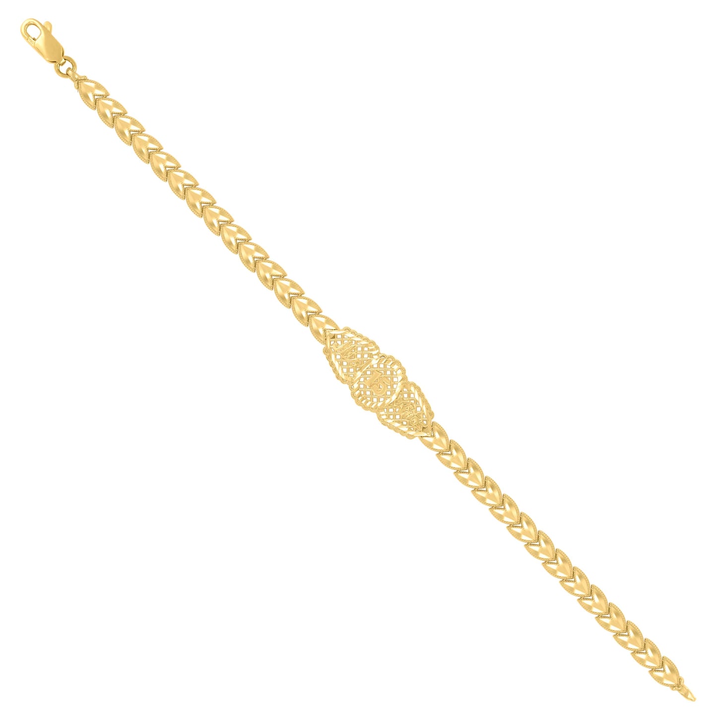 10K Yellow Gold Womens Mis 15 Anos Quinceanera Charm Bracelet