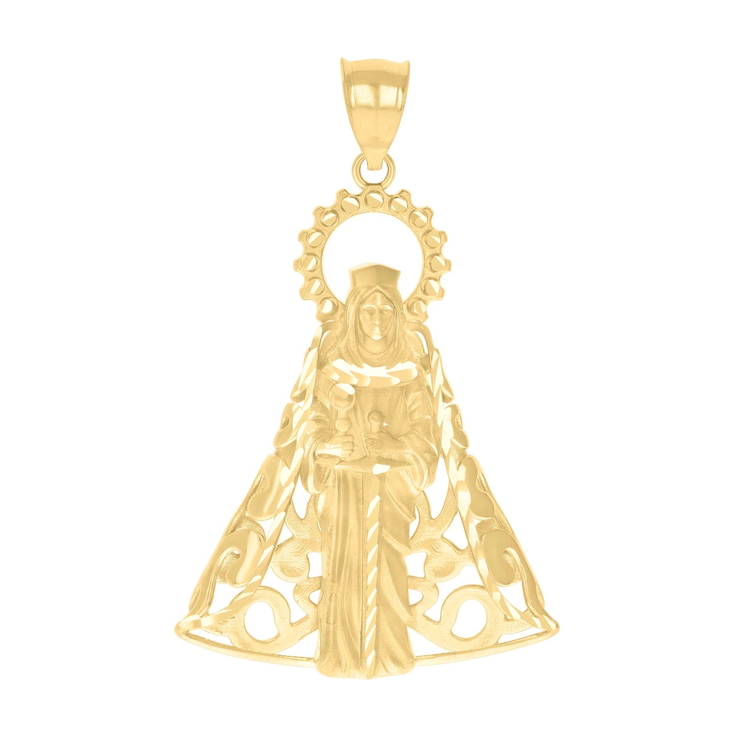 10K Yellow Gold Mens St. Barbara Religious Charm Pendant