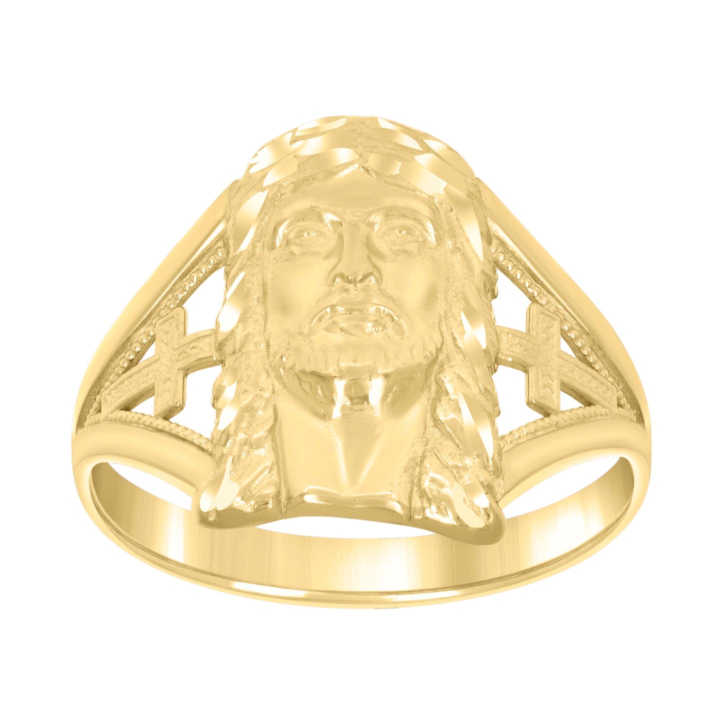 10K Yellow Gold Womens Jesus Religious Ring