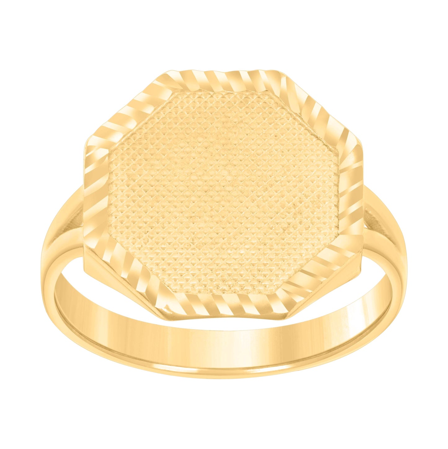 10K Yellow Gold Womens Octagon Head Fashion Ring