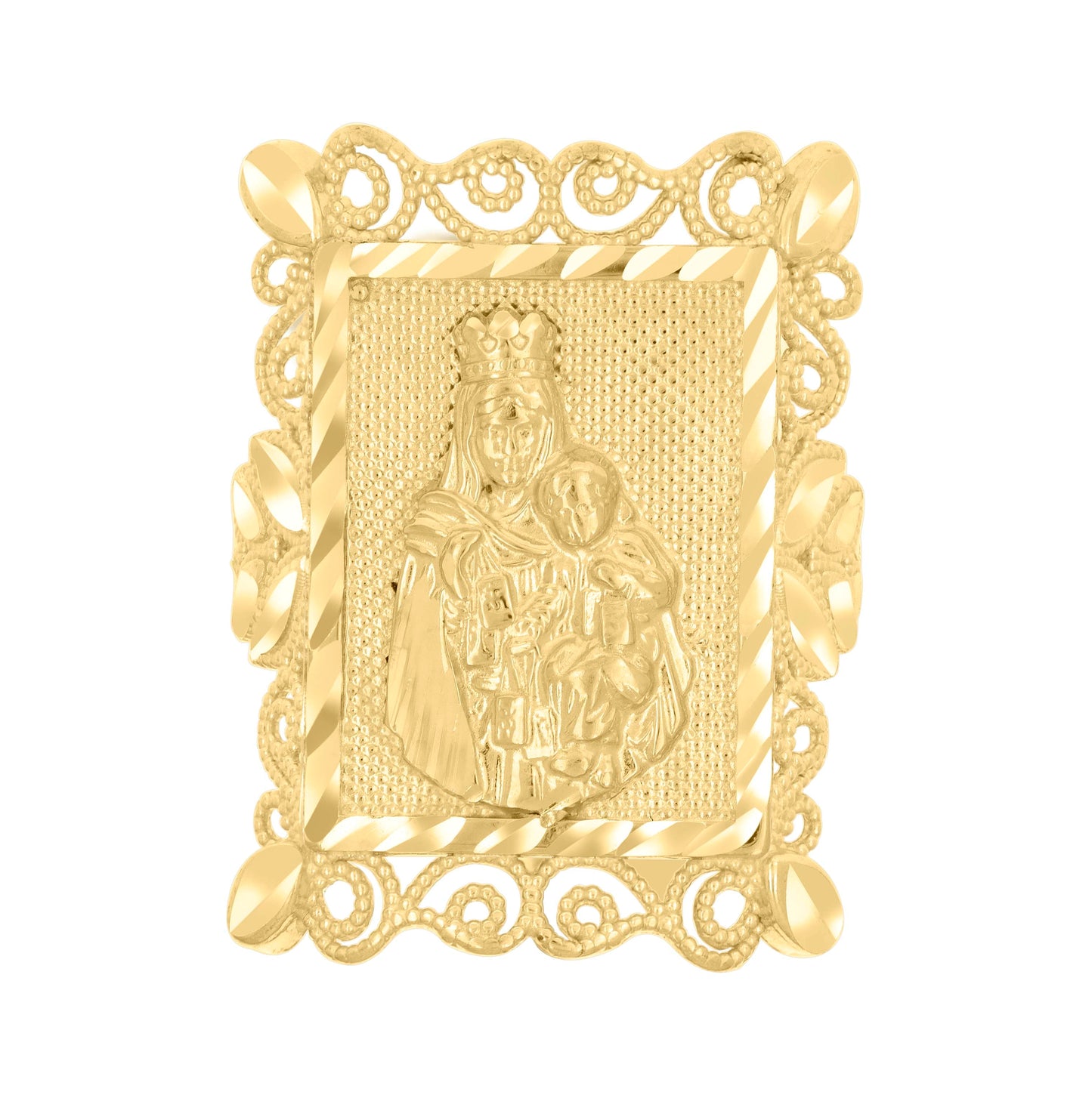 10K Yellow Gold Womens Diamond-Cut Baby Jesus Virgin Mary Religious Ring