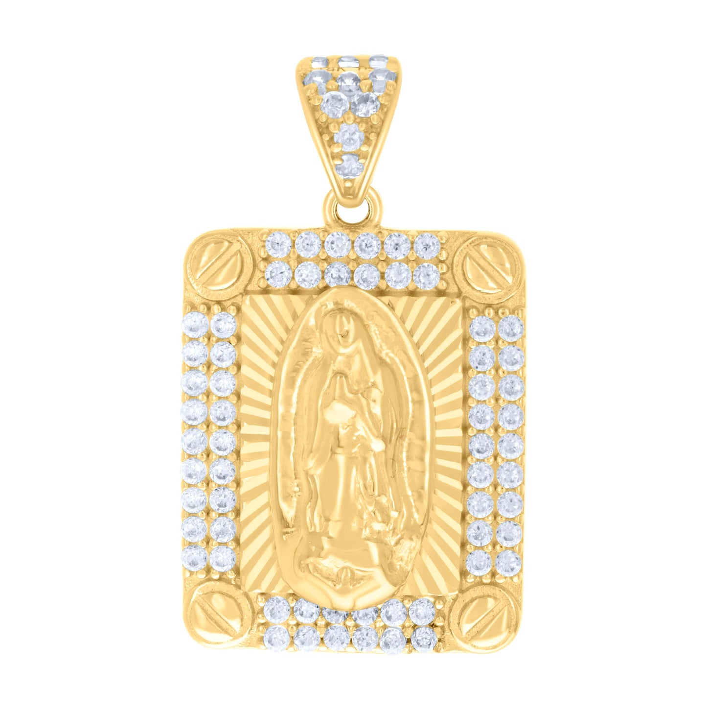 14K Yellow Gold Womens Cubic-Zirconia Guadalupe Religious Charm Pendant