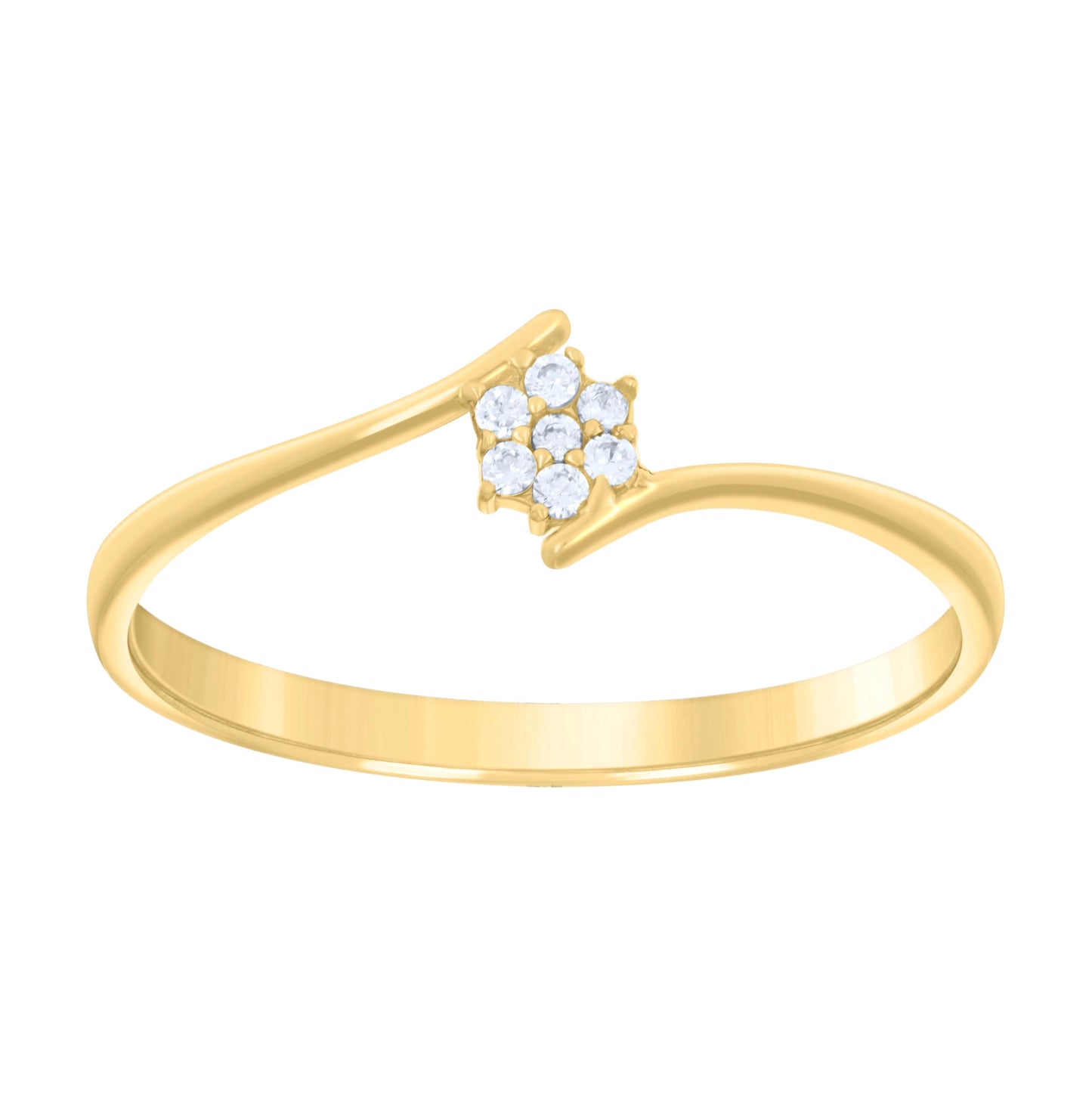 14K Yellow Gold Womens Cubic-Zirconia Flower Fashion Ring