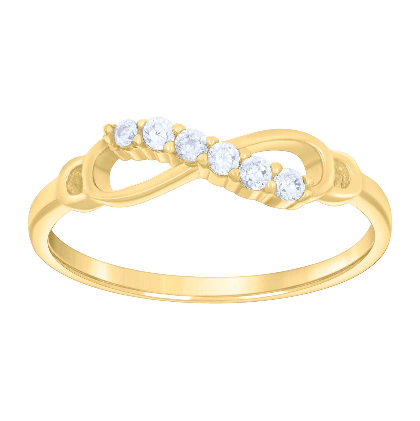 14K Yellow Gold Womens Cubic-Zirconia Infinity Ring