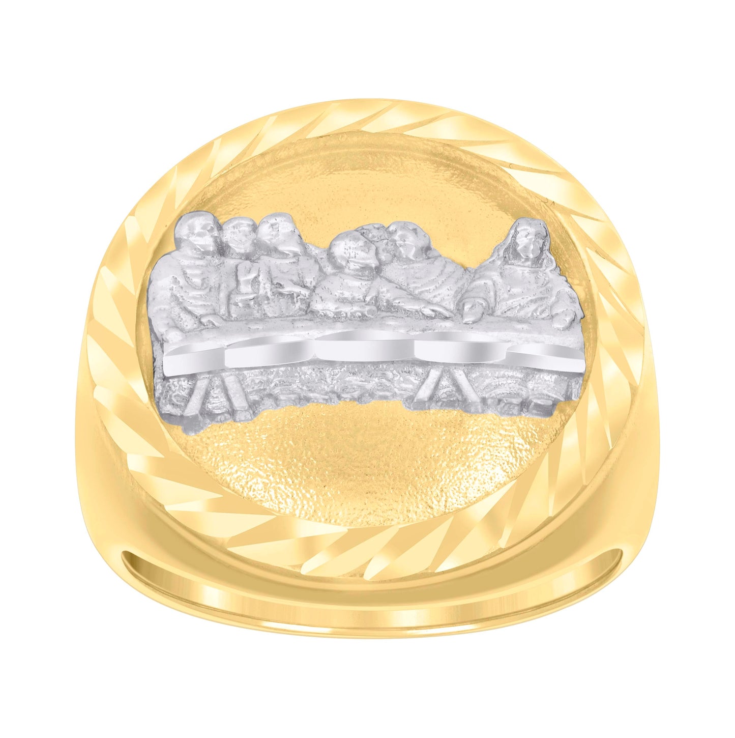 14K Two-tone Gold Mens Last Supper Religious Ring