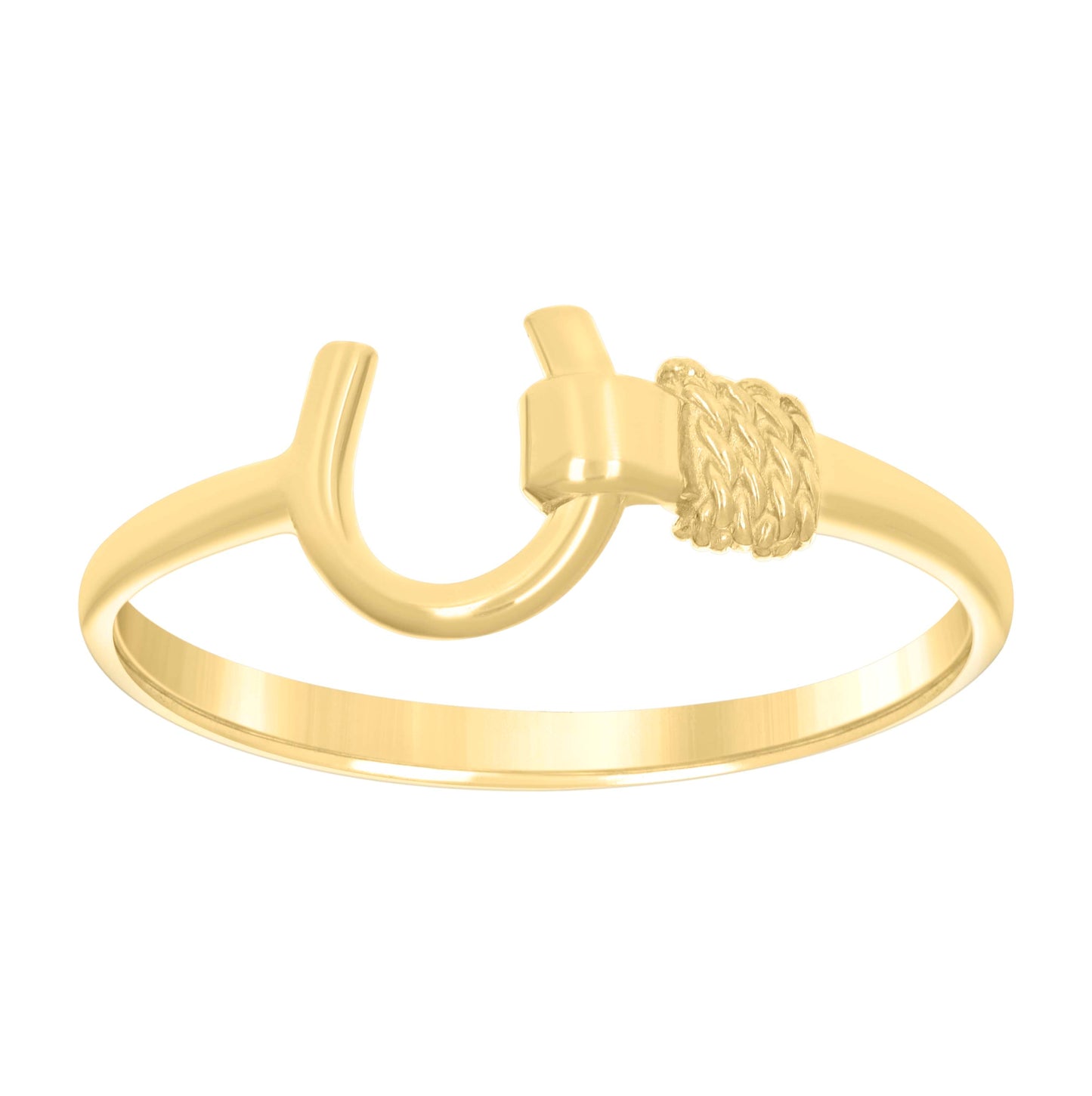 14K Yellow Gold Womens Horseshoe Good Luck Ring