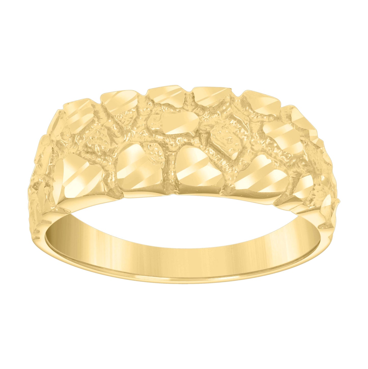 14K Yellow Gold Mens Nugget Fashion Ring