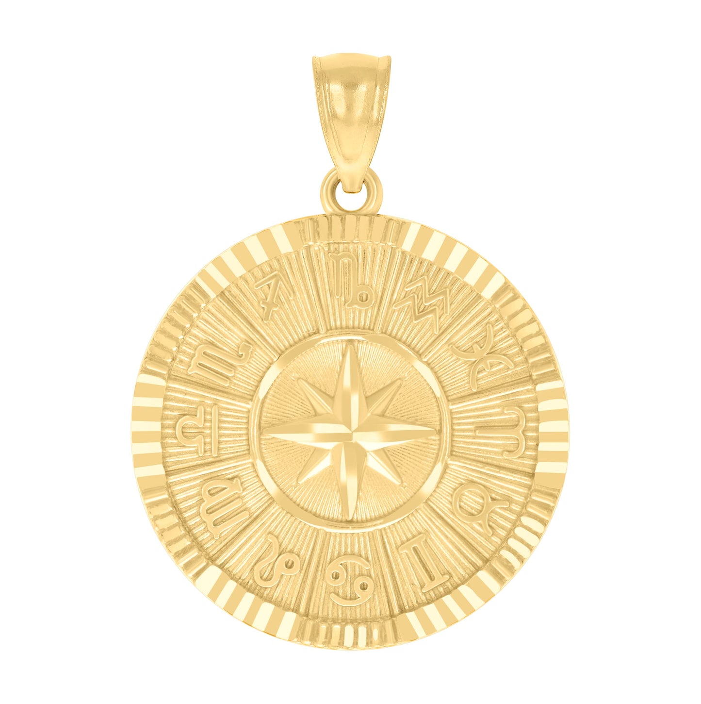14K Yellow Gold Mens Zodiac Signs Charm Pendant