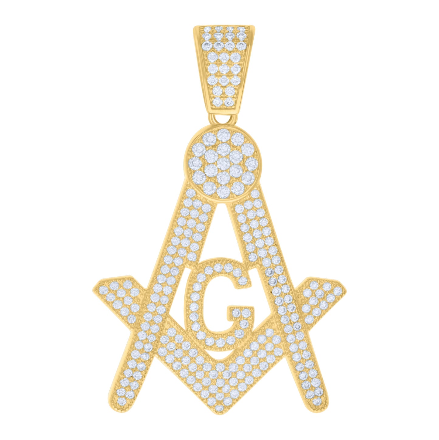 Sterling Silver Mens 1.91ct Moissanite Masonic Symbol Religious Charm Pendant