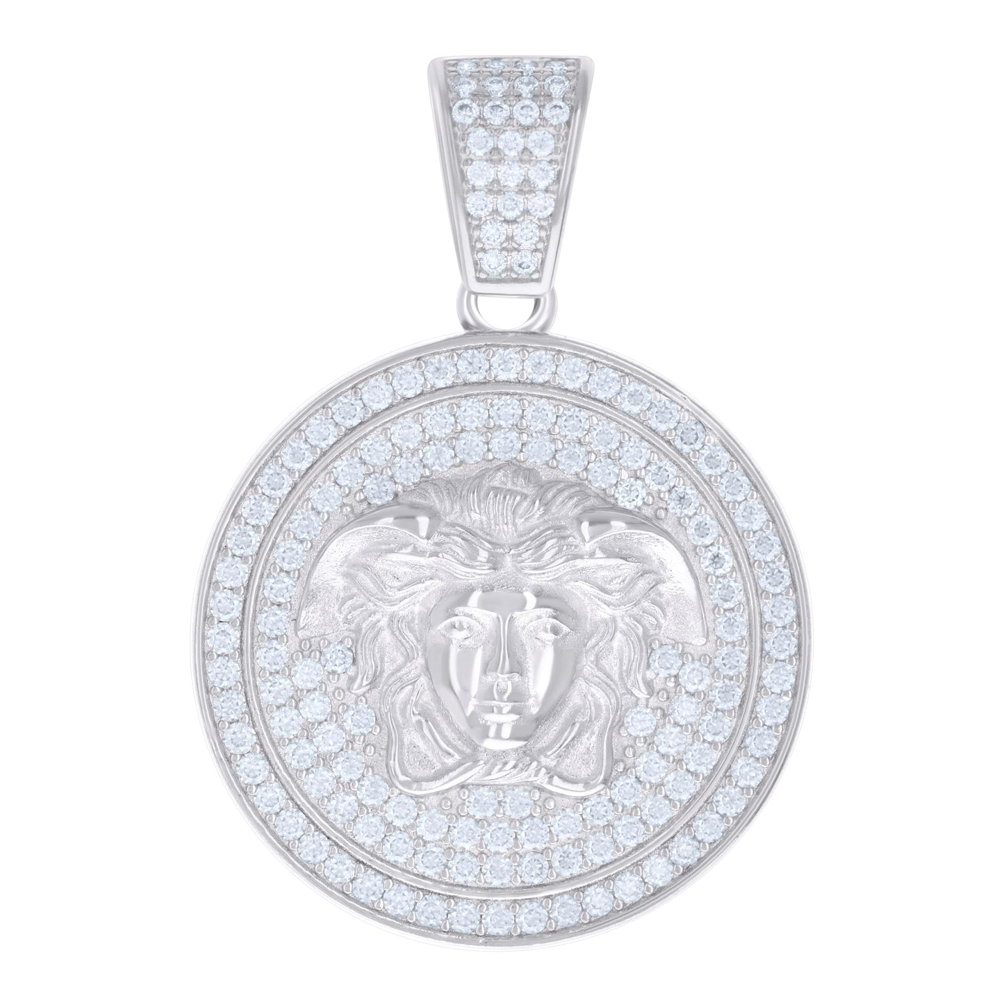 Sterling Silver Mens 1.99ct Moissanite Medusa Egyptian Charm Pendant