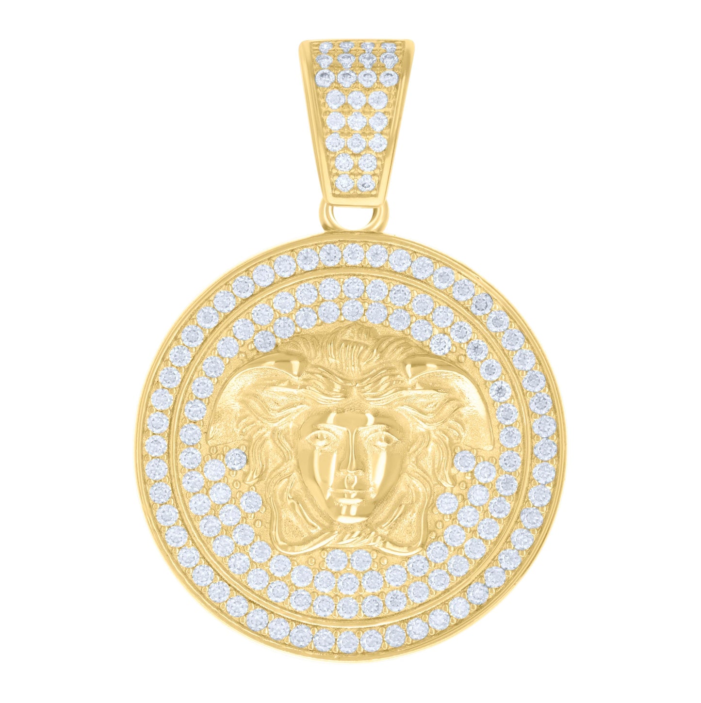 Sterling Silver Mens 1.99ct Moissanite Medusa Egyptian Charm Pendant