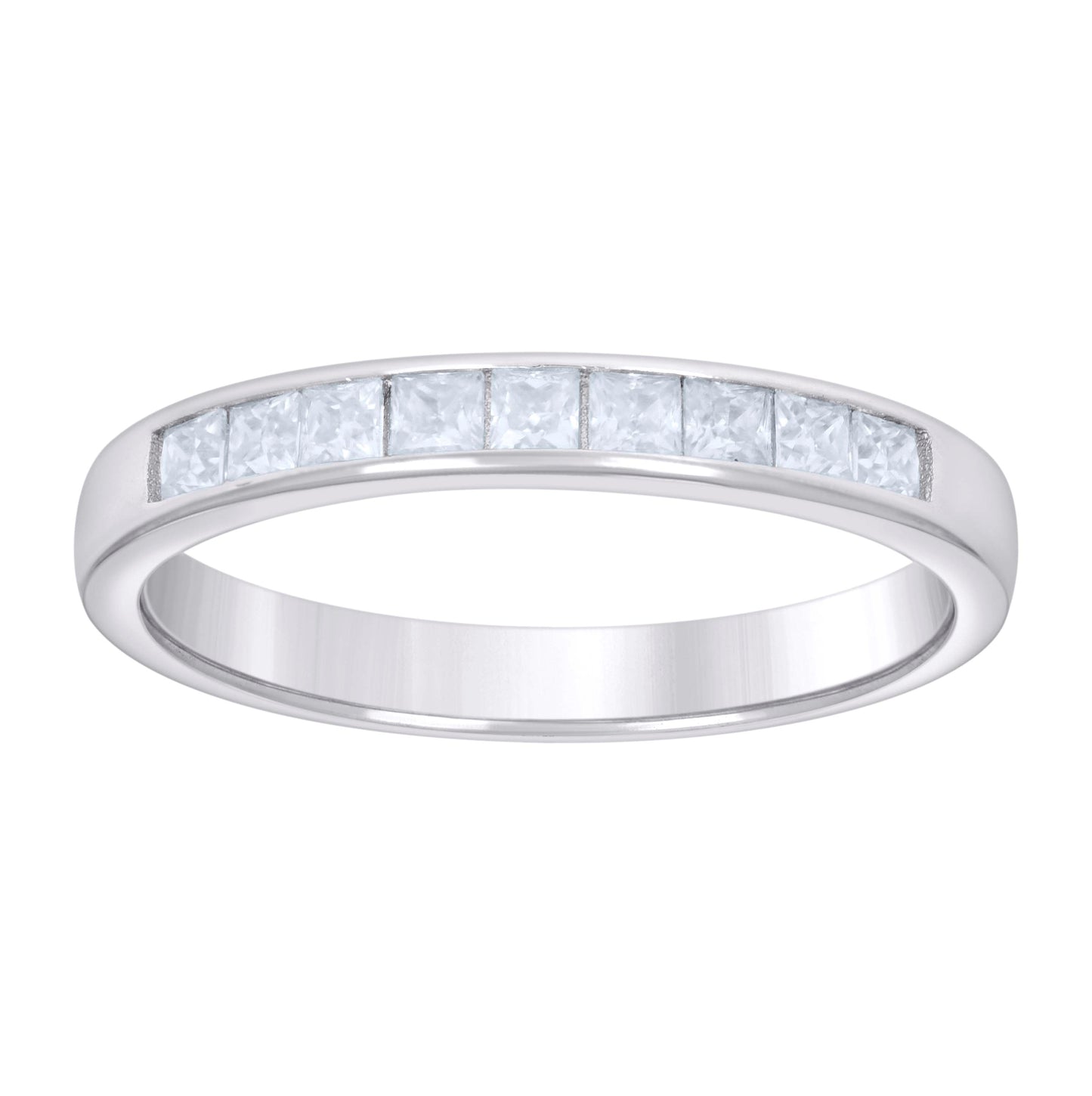 Sterling Silver Womens Baguette 0.80ct Moissanite Bridal Anniversary Engagement Wedding Band Ring