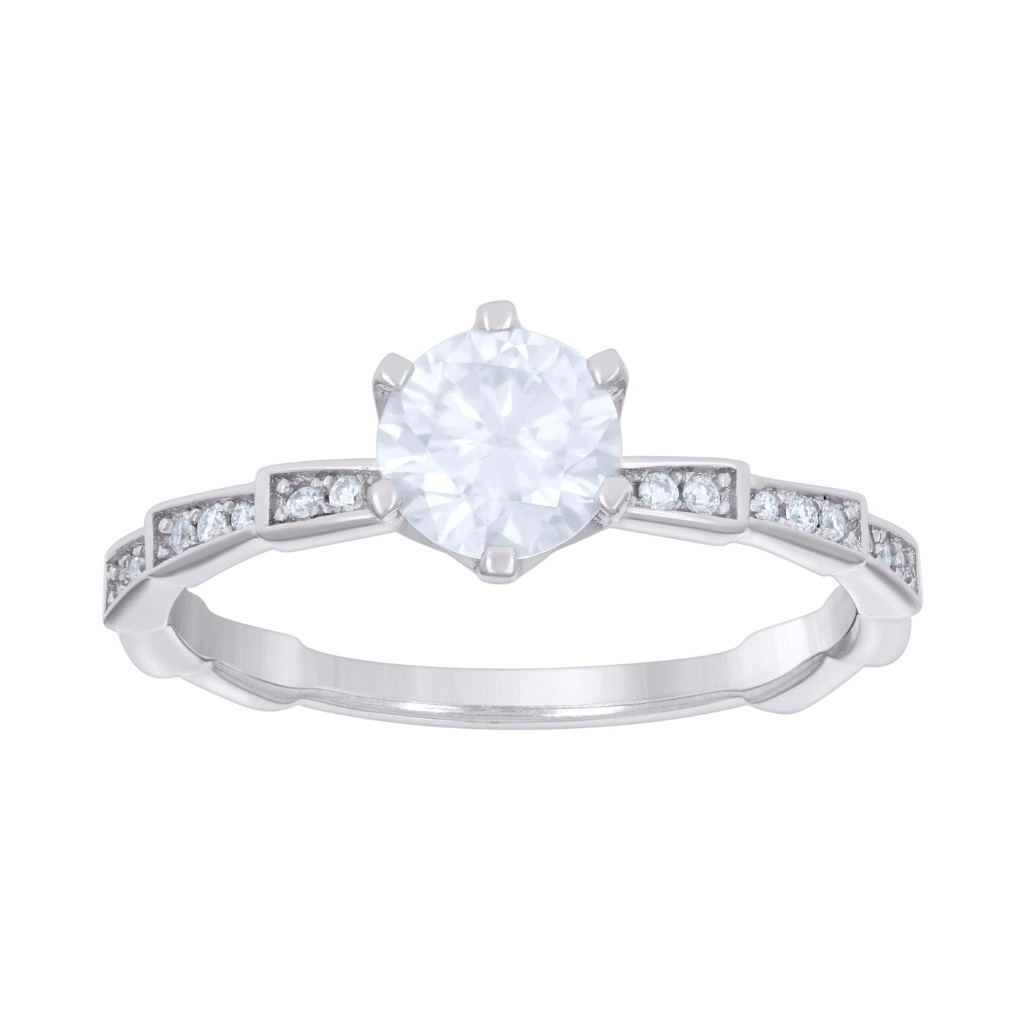 Sterling Silver Womens 1.27ct Moissanite Fashion Bridal Anniversary Engagement Wedding Ring