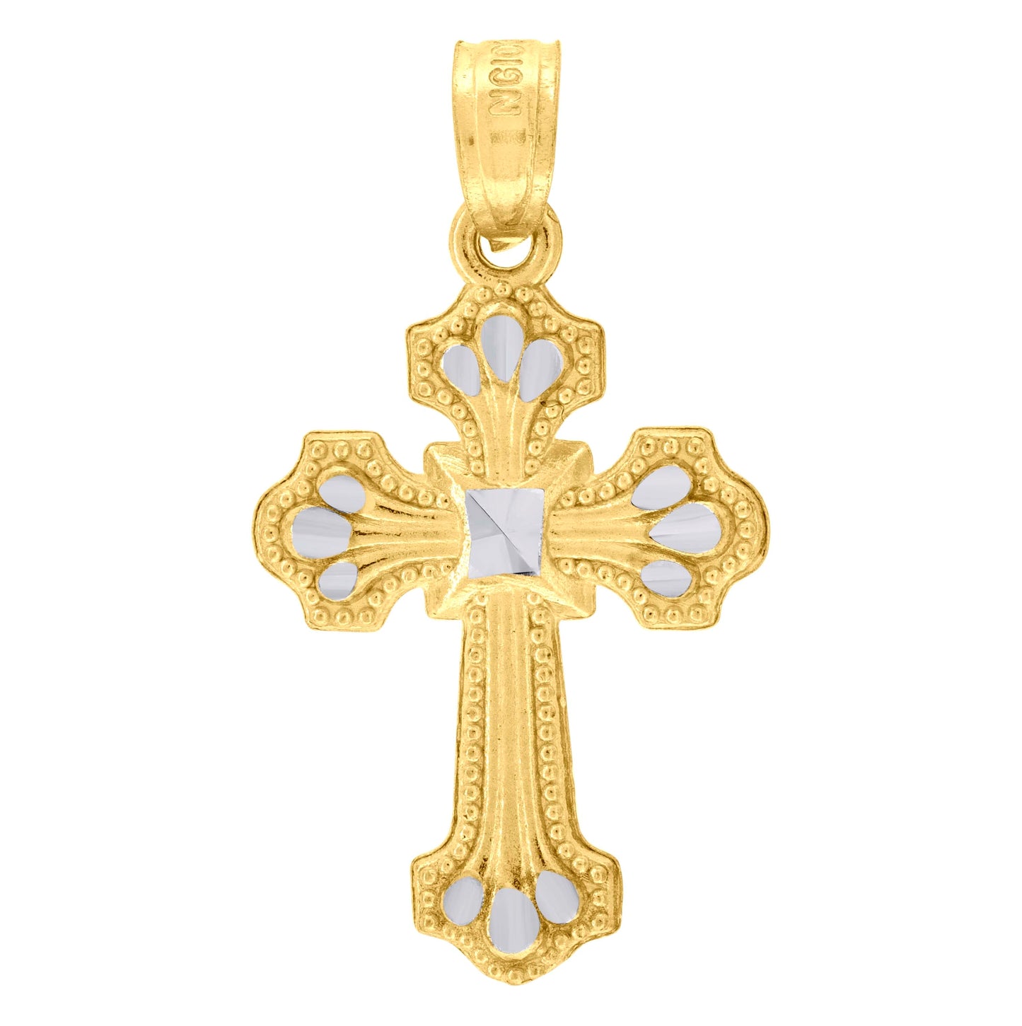 10K Two-Tone Gold Womens Mens Unisex Cross Religious Charm Pendant