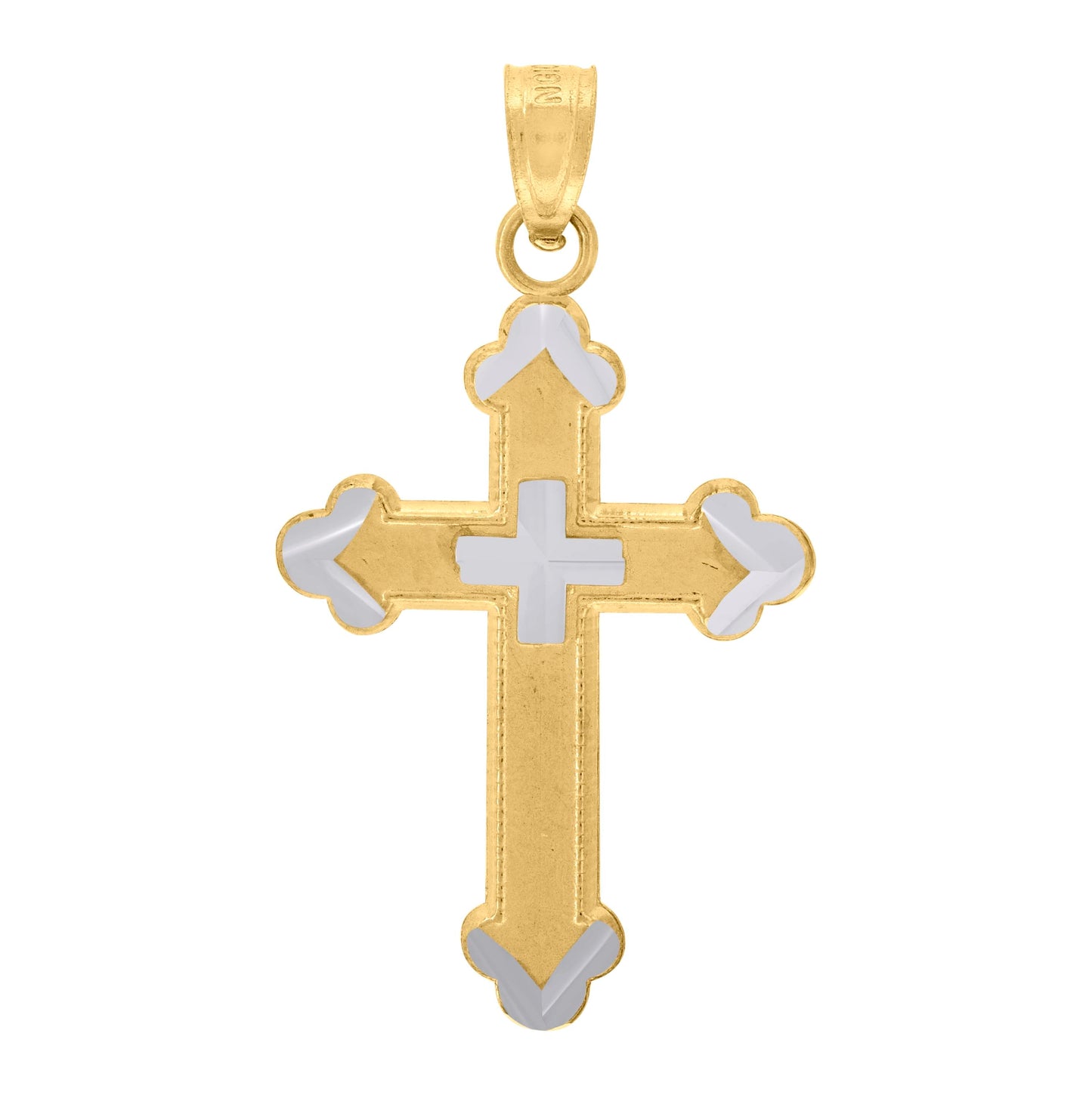10K Two-Tone Gold Unisex Cross Religious Charm Pendant