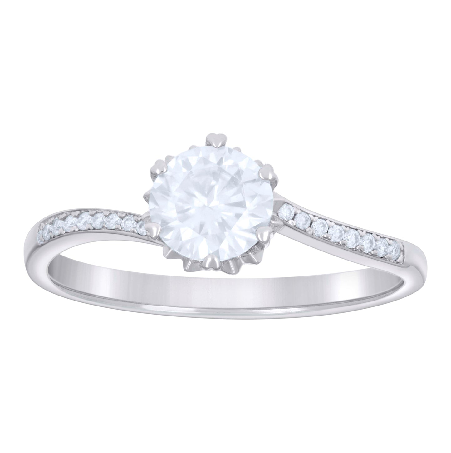 Sterling Silver Womens 1.11ct Moissanite Fashion Bridal Anniversary Engagement Wedding Ring