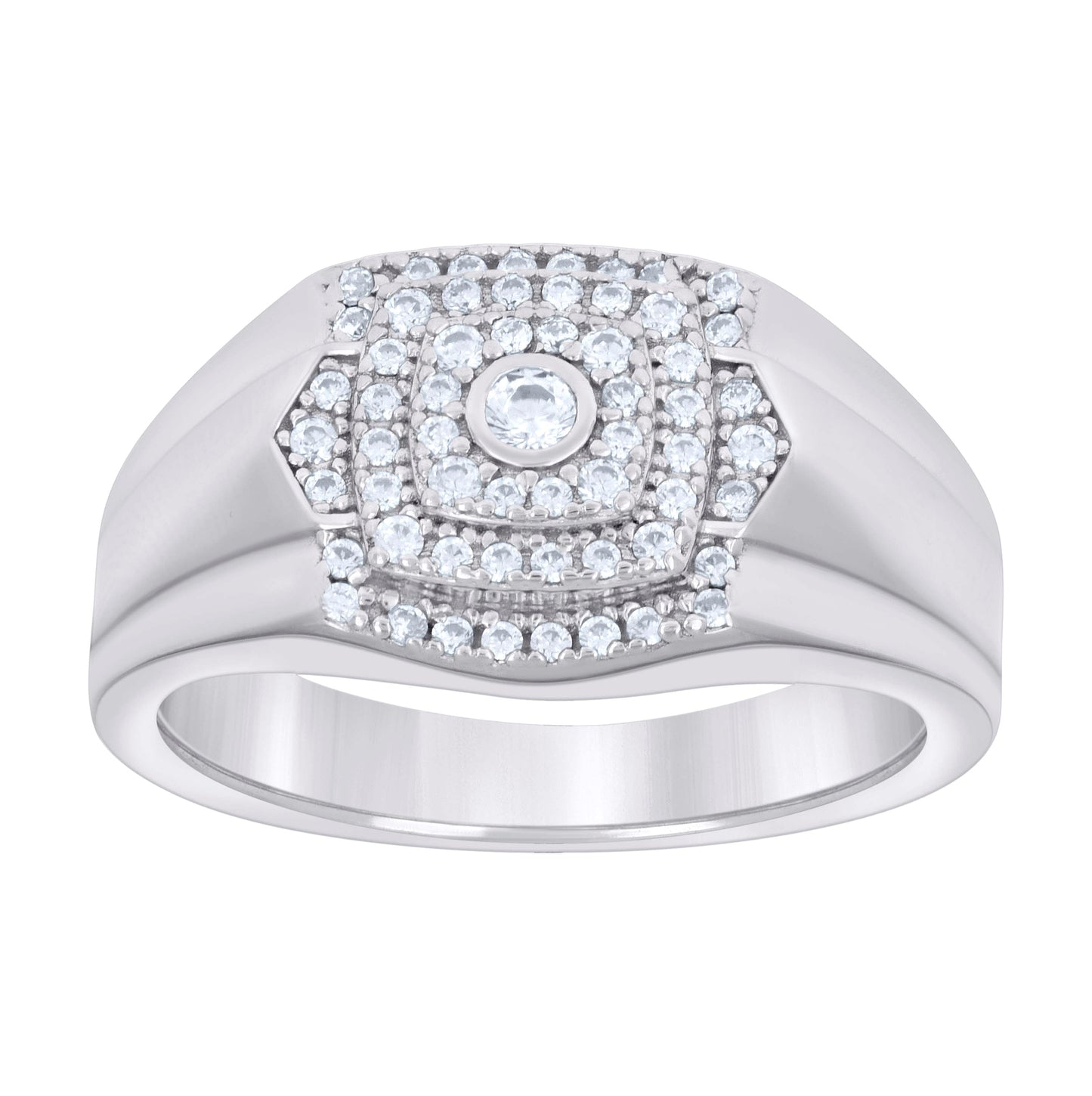 Sterling Silver Men's Cubic-Zirconia Fashion Bridal Anniversary Wedding Engagement Band Ring