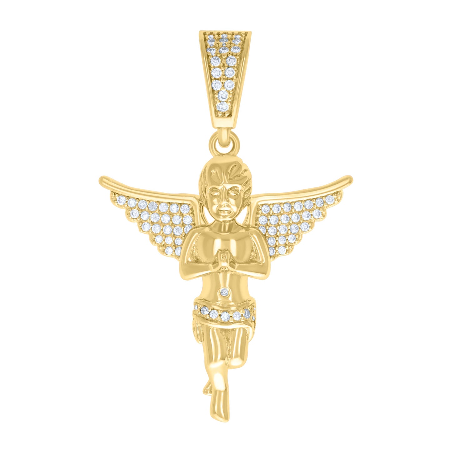 Sterling Silver Unisex 0.73ct Moissanite Angel Charm Pendant