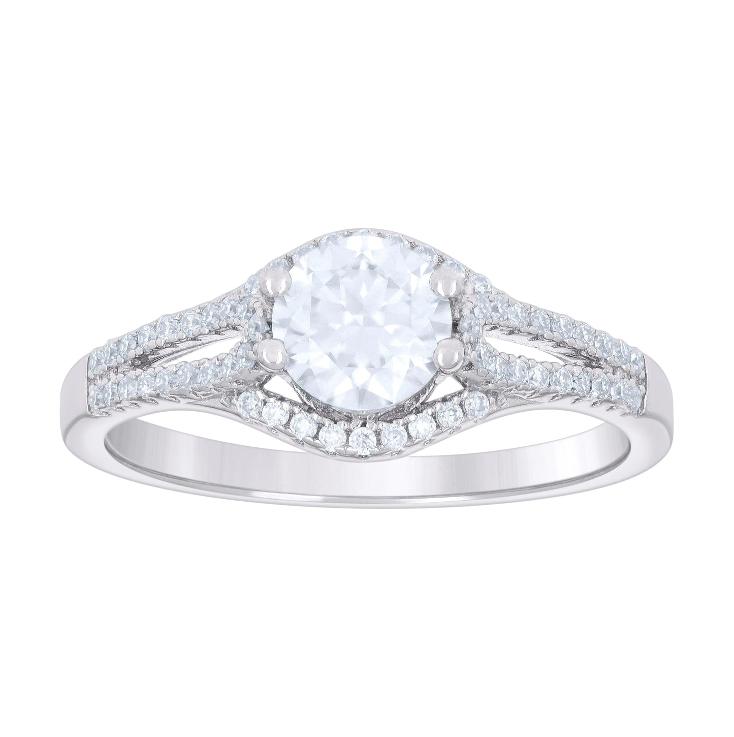 Sterling Silver Women's Cubic-Zirconia Fashion Bridal Anniversary Engagement Wedding Ring