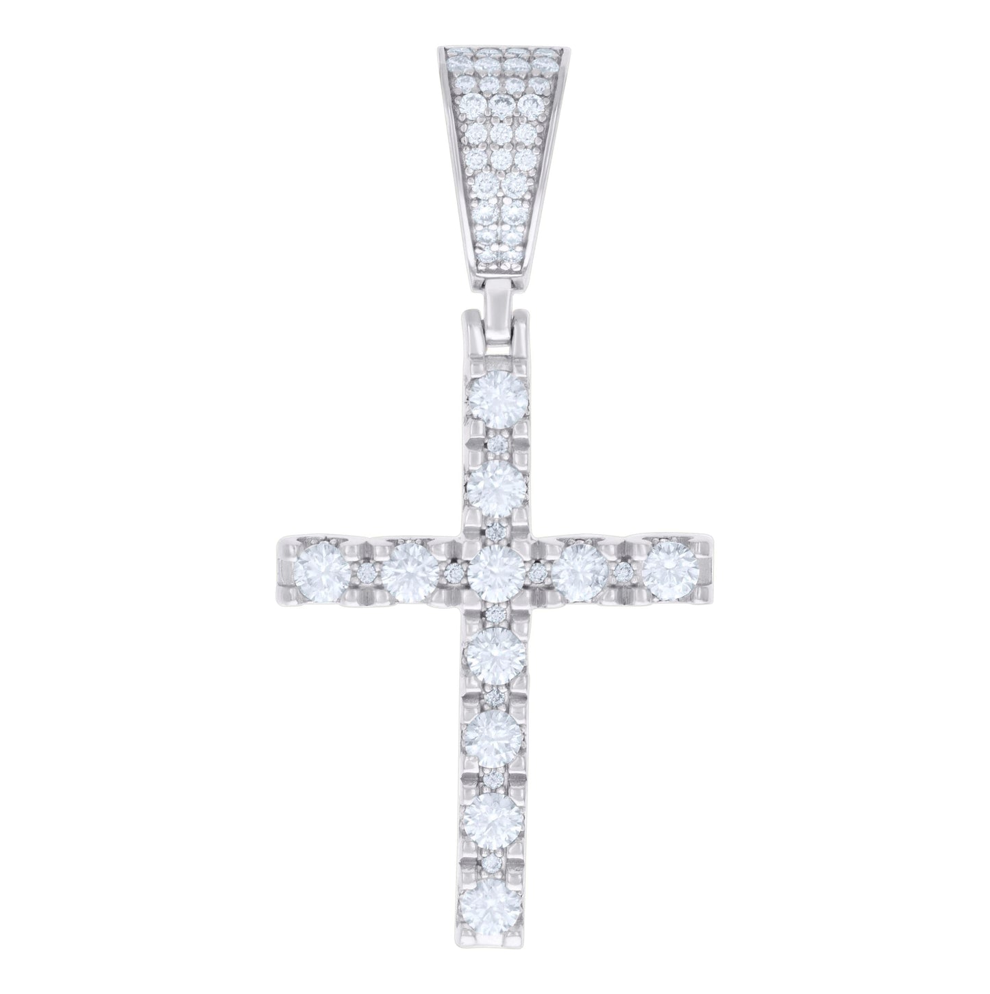 Sterling Silver Unisex 2.04ct Moissanite Cross Religious Charm Pendant