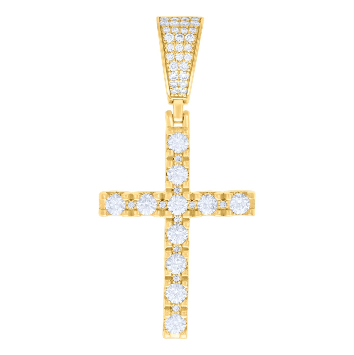 Sterling Silver Unisex 2.04ct Moissanite Cross Religious Charm Pendant