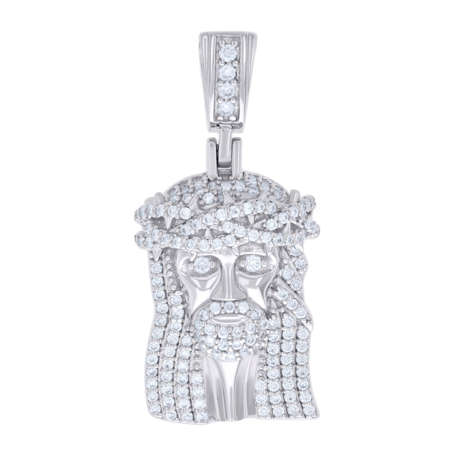 Sterling Silver Mens 0.91 Cttw Moissanite Jesus Religious Charm Pendant