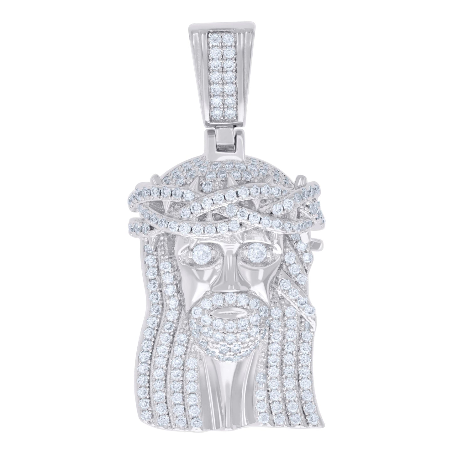 Sterling Silver Mens 1.15 Cttw Moissanite Jesus Religious Charm Pendant