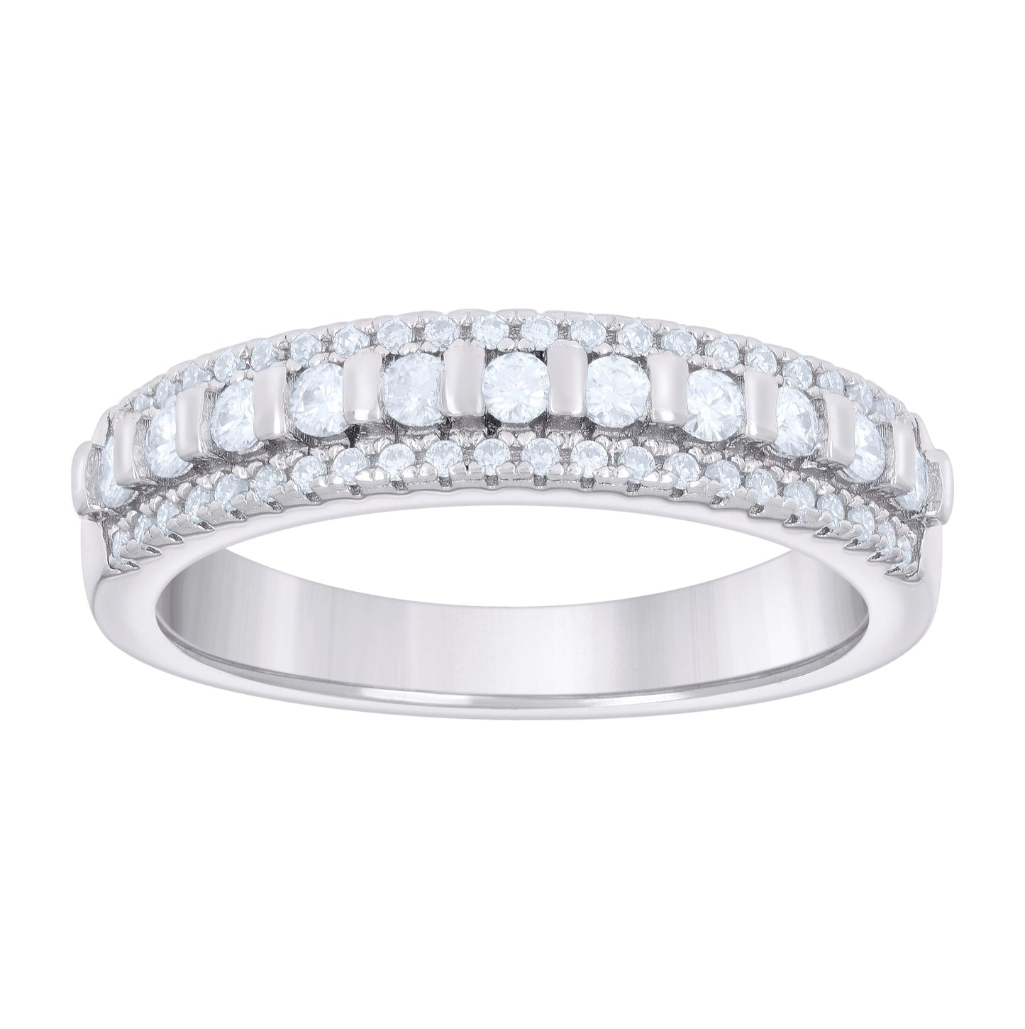 Sterling Silver Women's Cubic-Zirconia Fashion Bridal Anniversary Engagement Wedding Band Ring