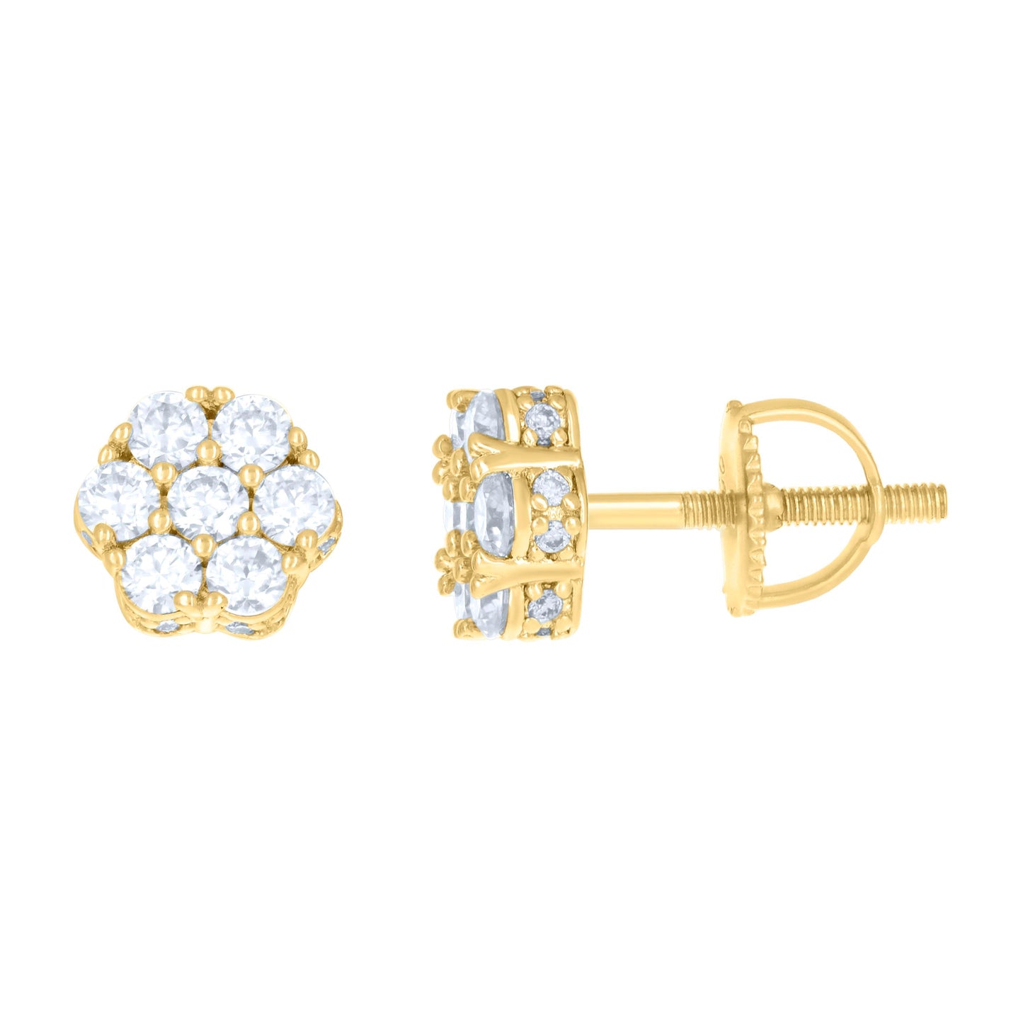 Sterling Silver Or Yellow-tone Womens 1.11ct Moissanite Flower Fashion Stud Earrings