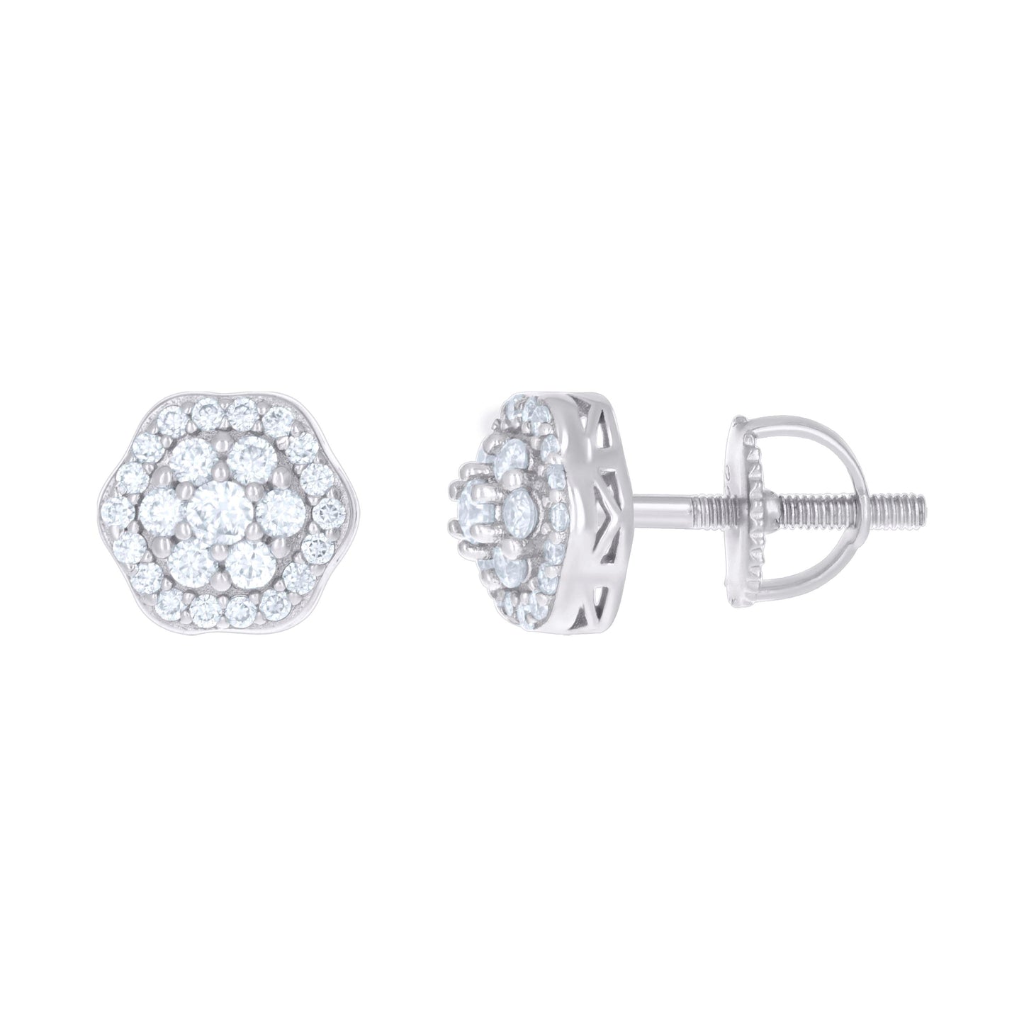 Sterling Silver Or Yellow-tone Womens 0.98ct Moissanite Flower Fashion Stud Earrings