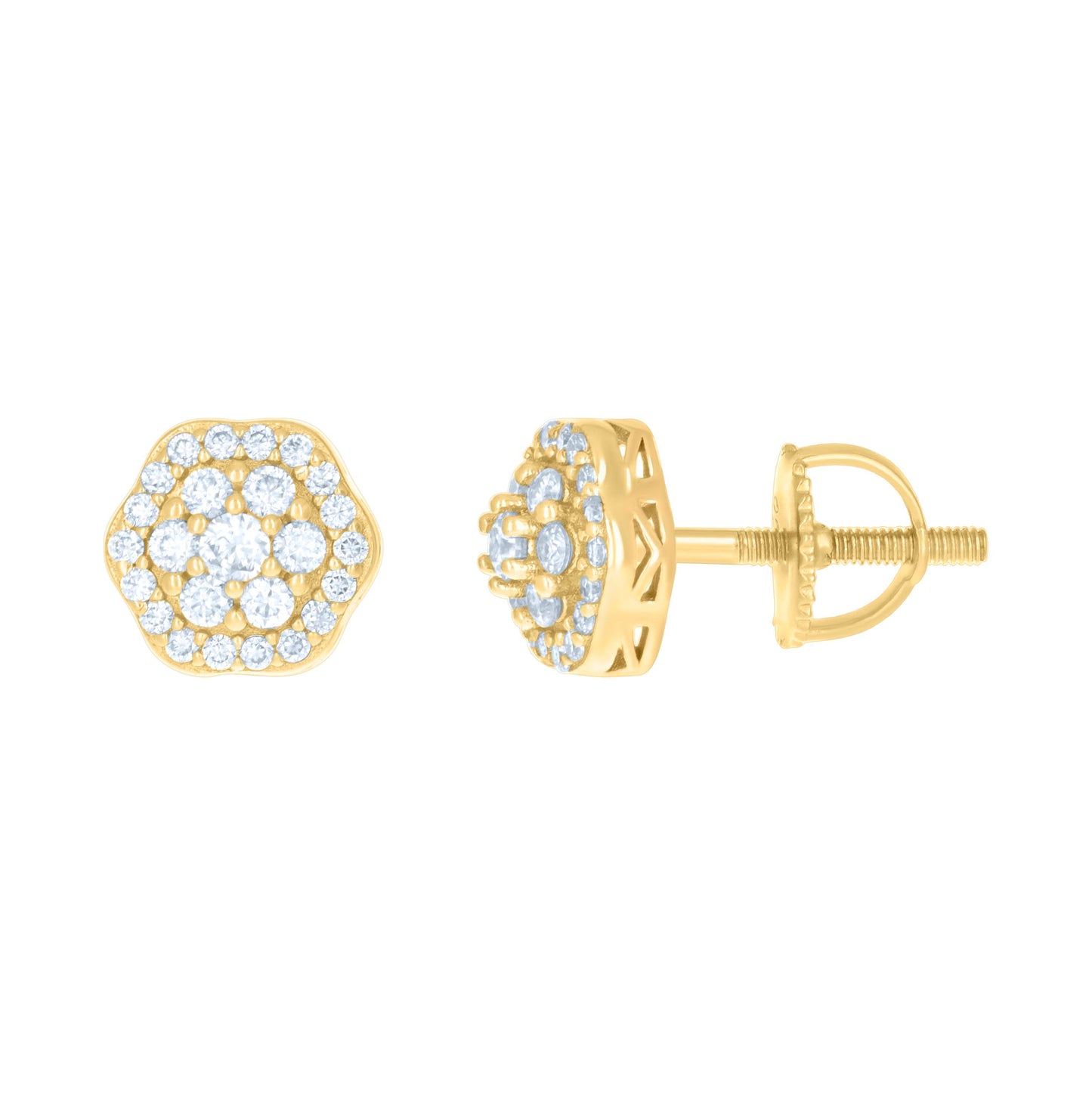 Sterling Silver Or Yellow-tone Womens 0.98ct Moissanite Flower Fashion Stud Earrings