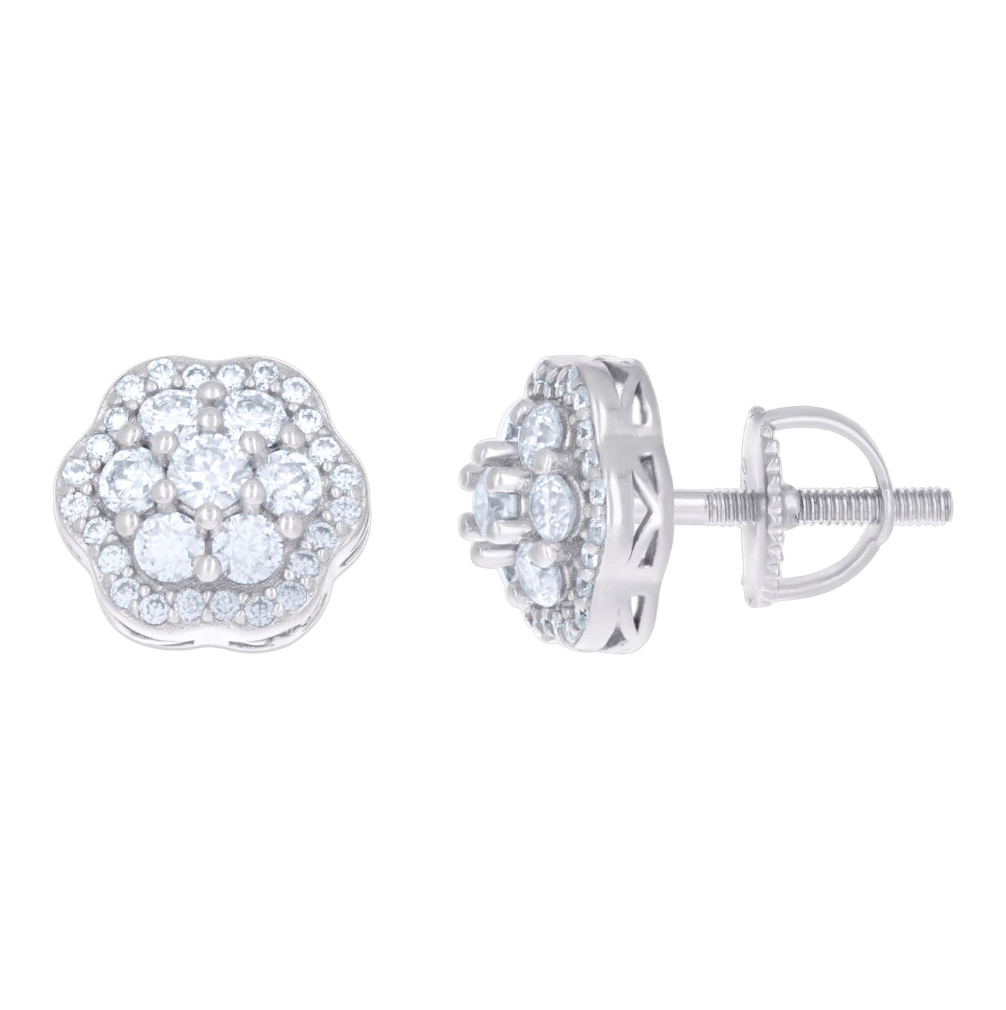 Sterling Silver Or Yellow-tone Womens 0.98ct Moissanite Flower Fashion Stud Earrings