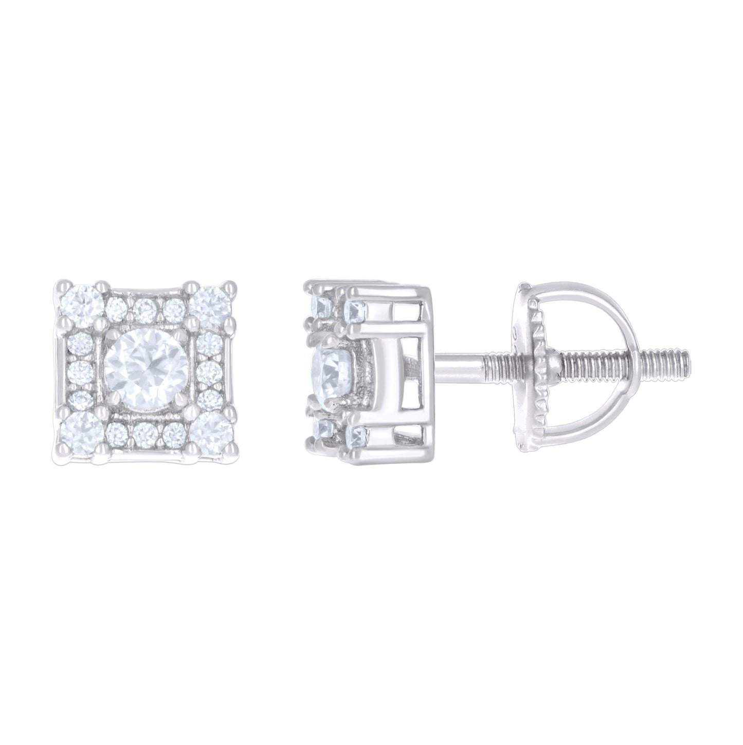 Sterling Silver Or Yellow-tone Womens 0.42ct Moissanite Square Fashion Stud Earrings