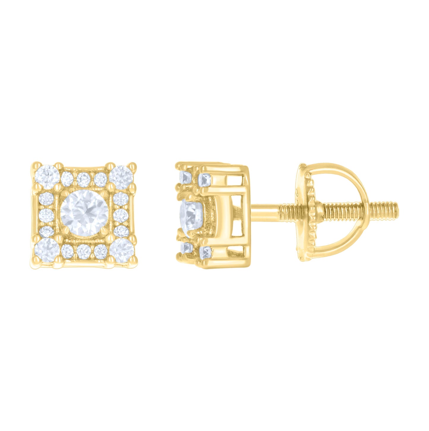 Sterling Silver Or Yellow-tone Womens 0.42ct Moissanite Square Fashion Stud Earrings