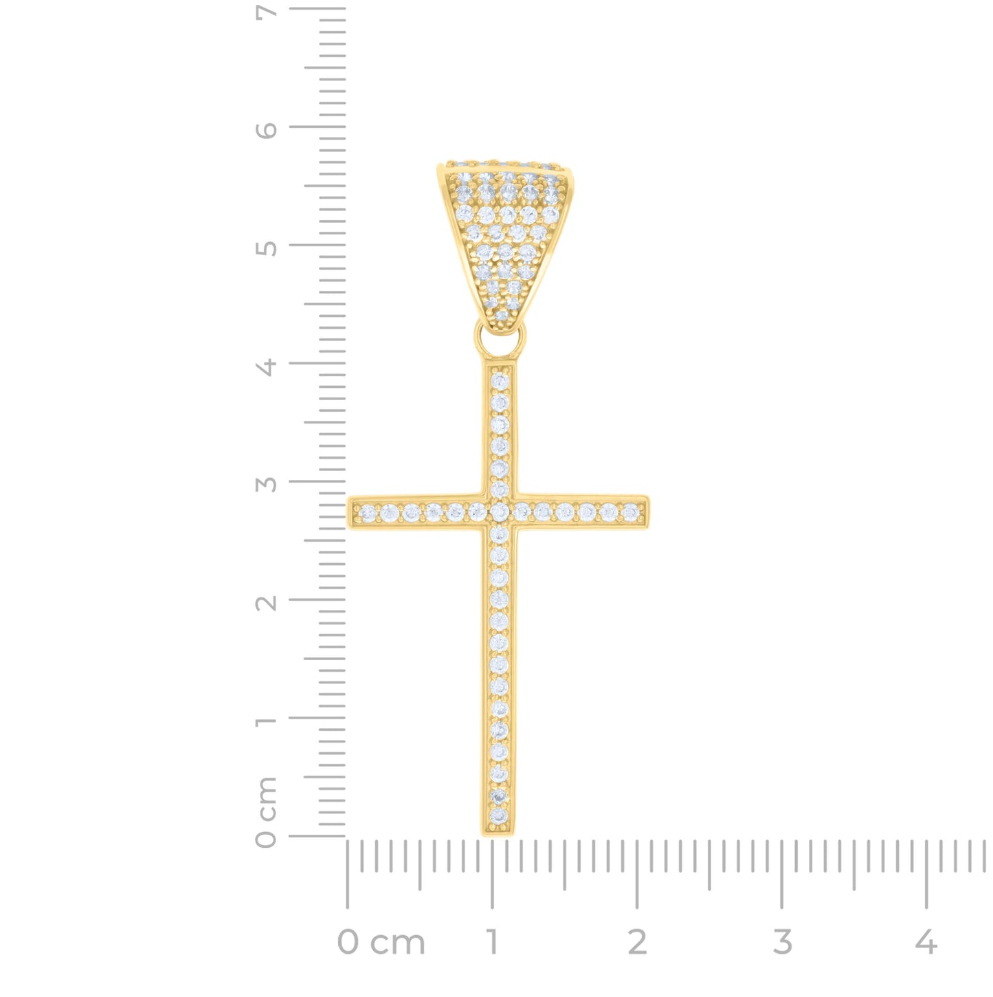 14K Yellow Gold Mens Cubic-Zirconia Cross Religious Charm Pendant