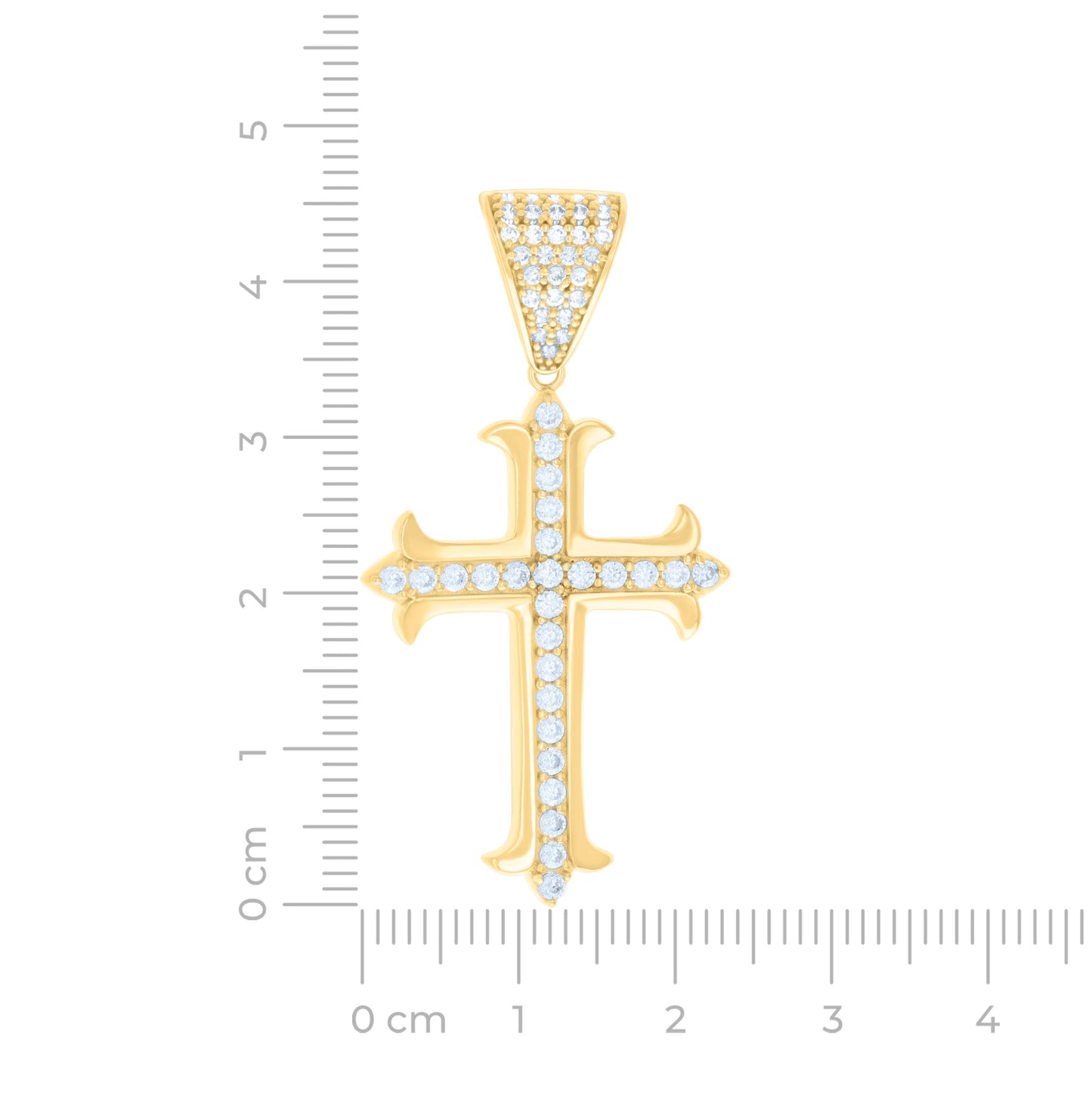 14K Yellow Gold Mens Cubic-Zirconia Cross Religious Charm Pendant