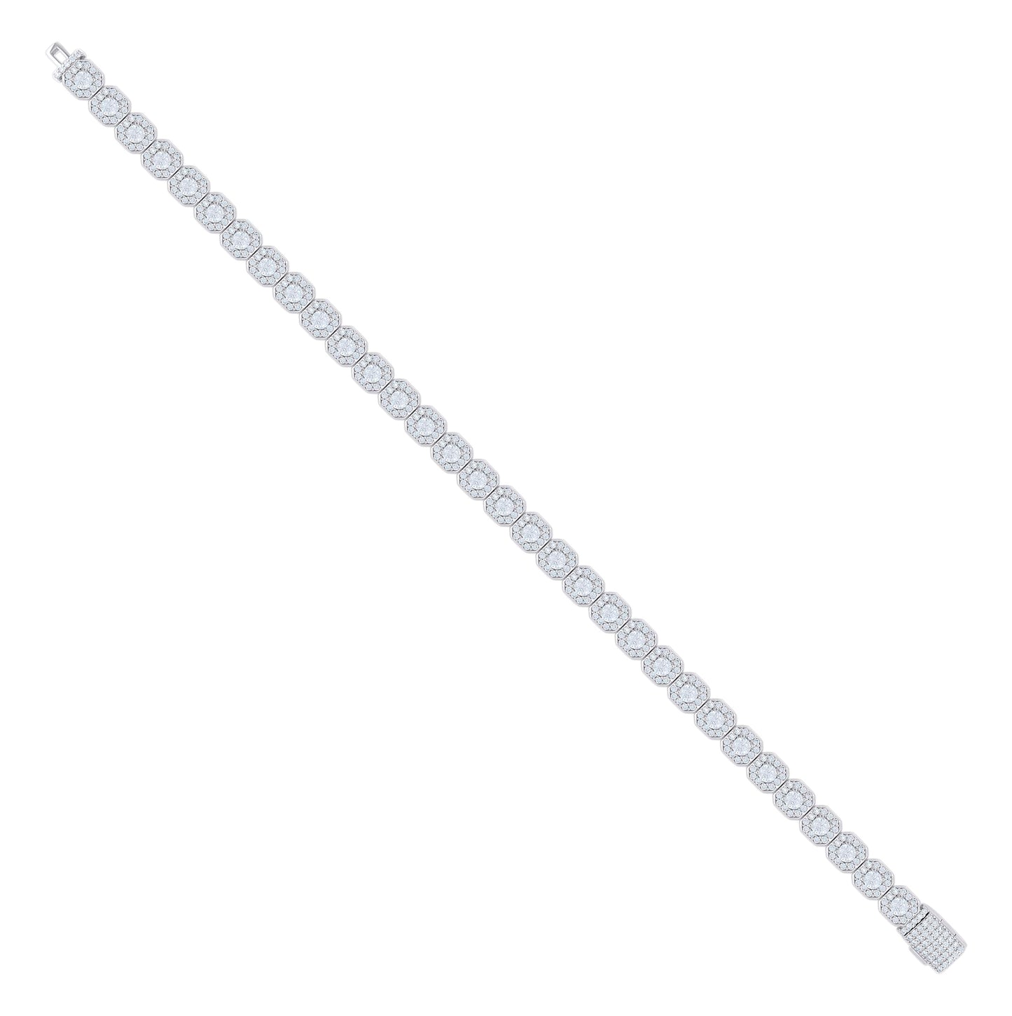 Sterling Silver Moissanite Cross Link Bracelet 6mm Size 8.25 Inches