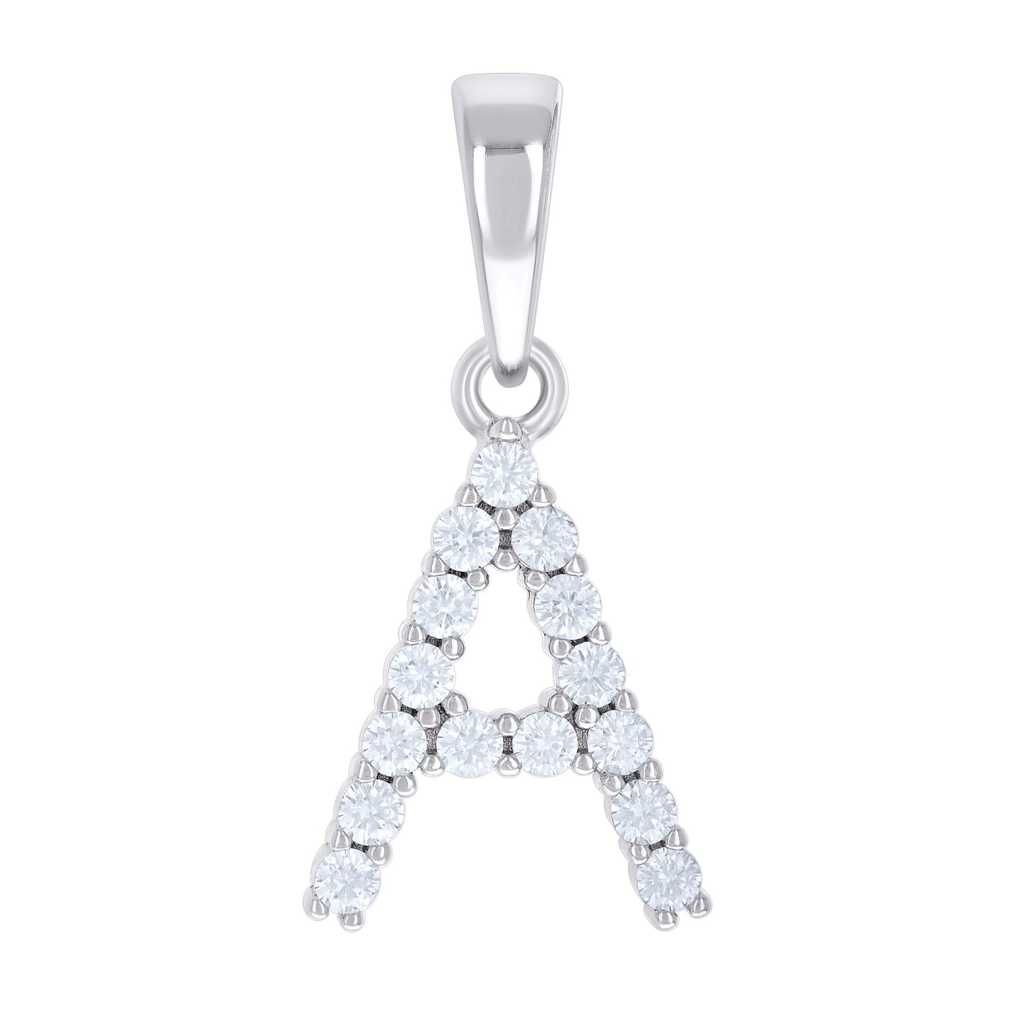 Sterling Silver Unisex Moissanite Initial Alphabet Charm Pendant