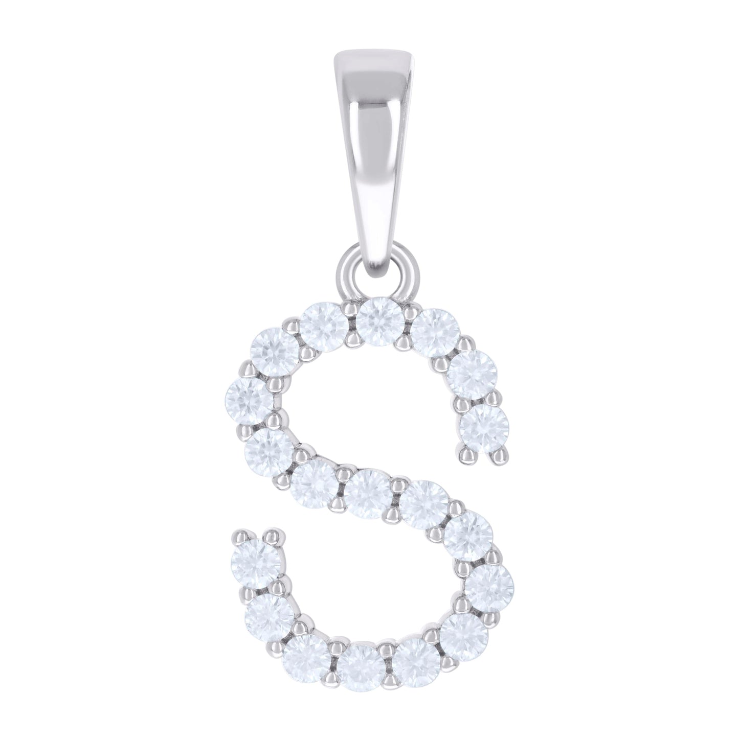 Sterling Silver Unisex Moissanite Initial Alphabet Charm Pendant