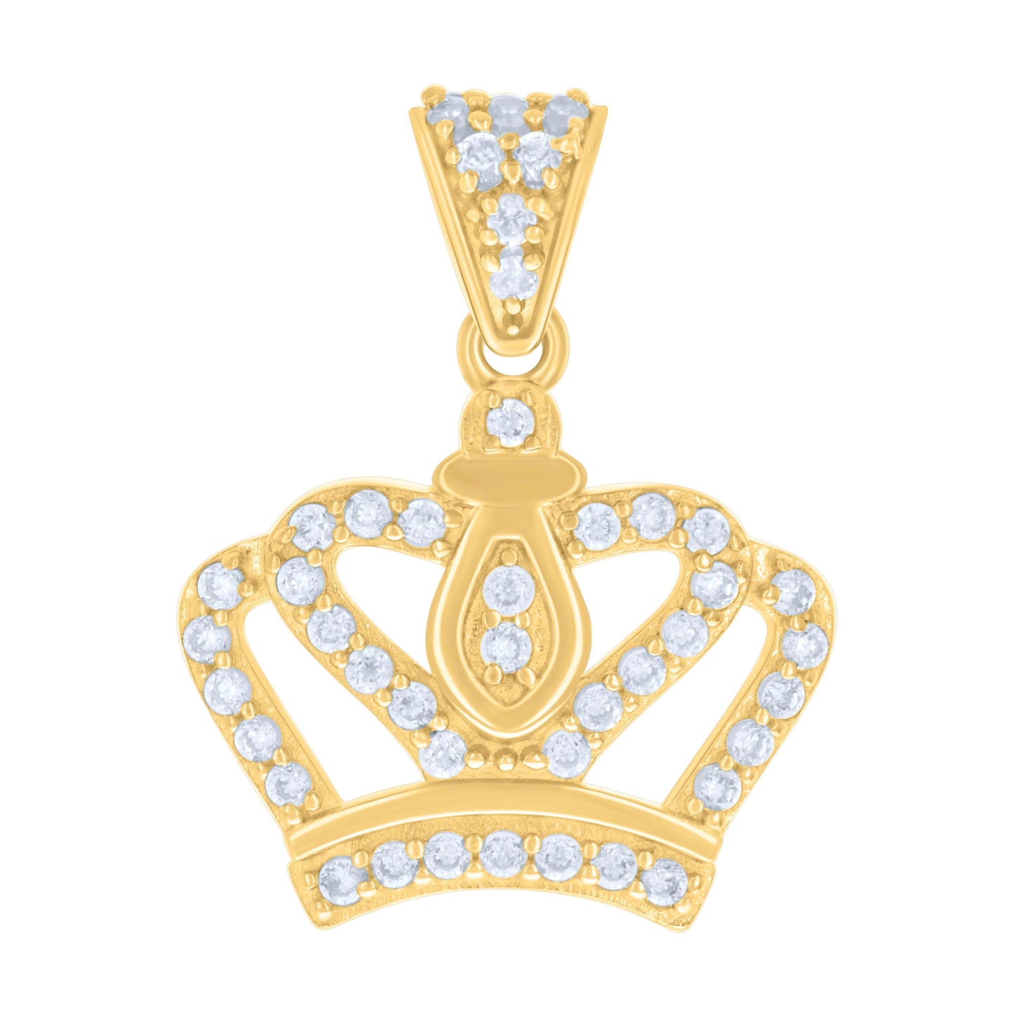 14K Yellow Gold Womens Cubic-Zirconia Crown Fashion Charm Pendant