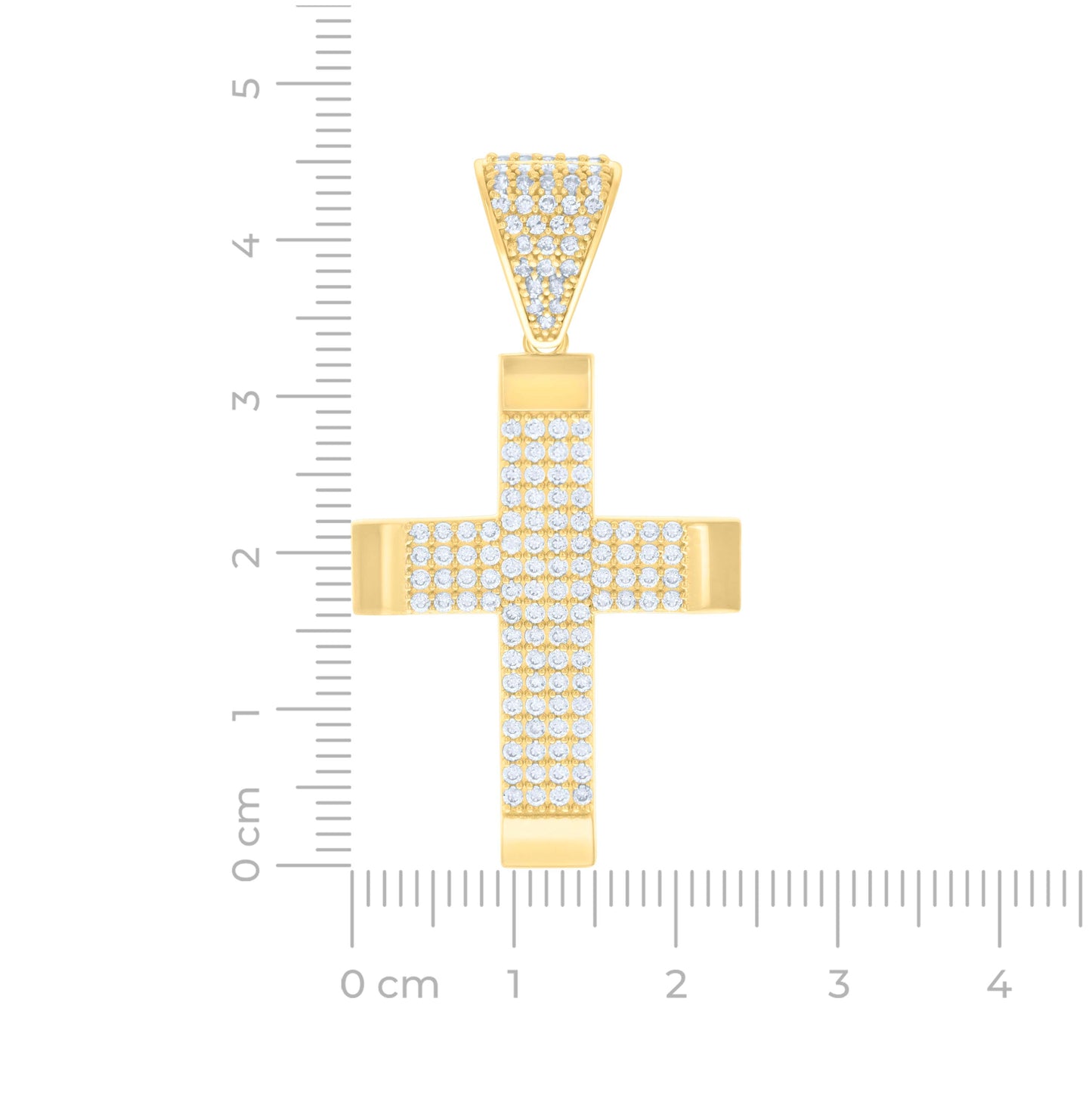 14K Yellow Gold Mens Cubic-Zirconia Cross Religious Charm Pendant