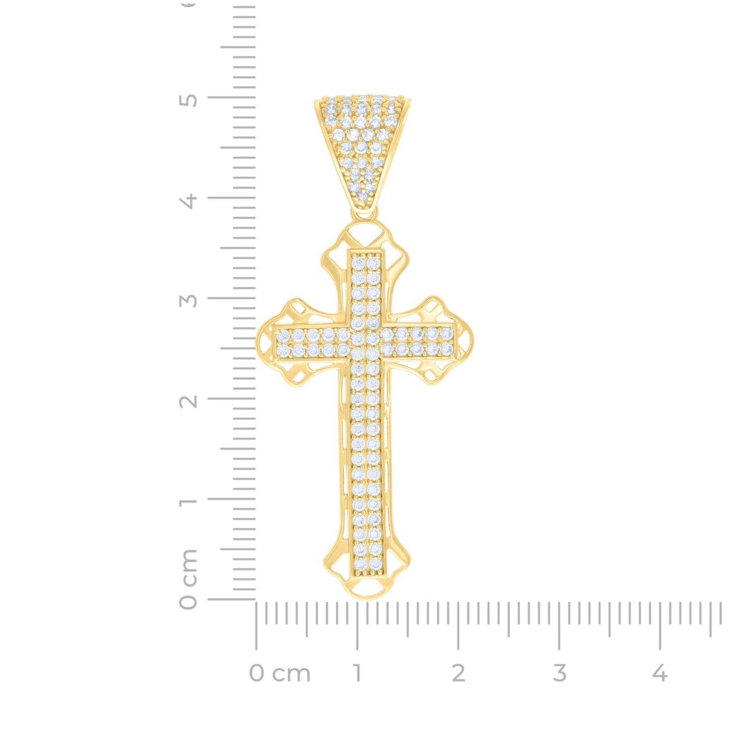 14K Yellow Gold Mens Cubic-Zirconia Cross Religious Charm Pendant
